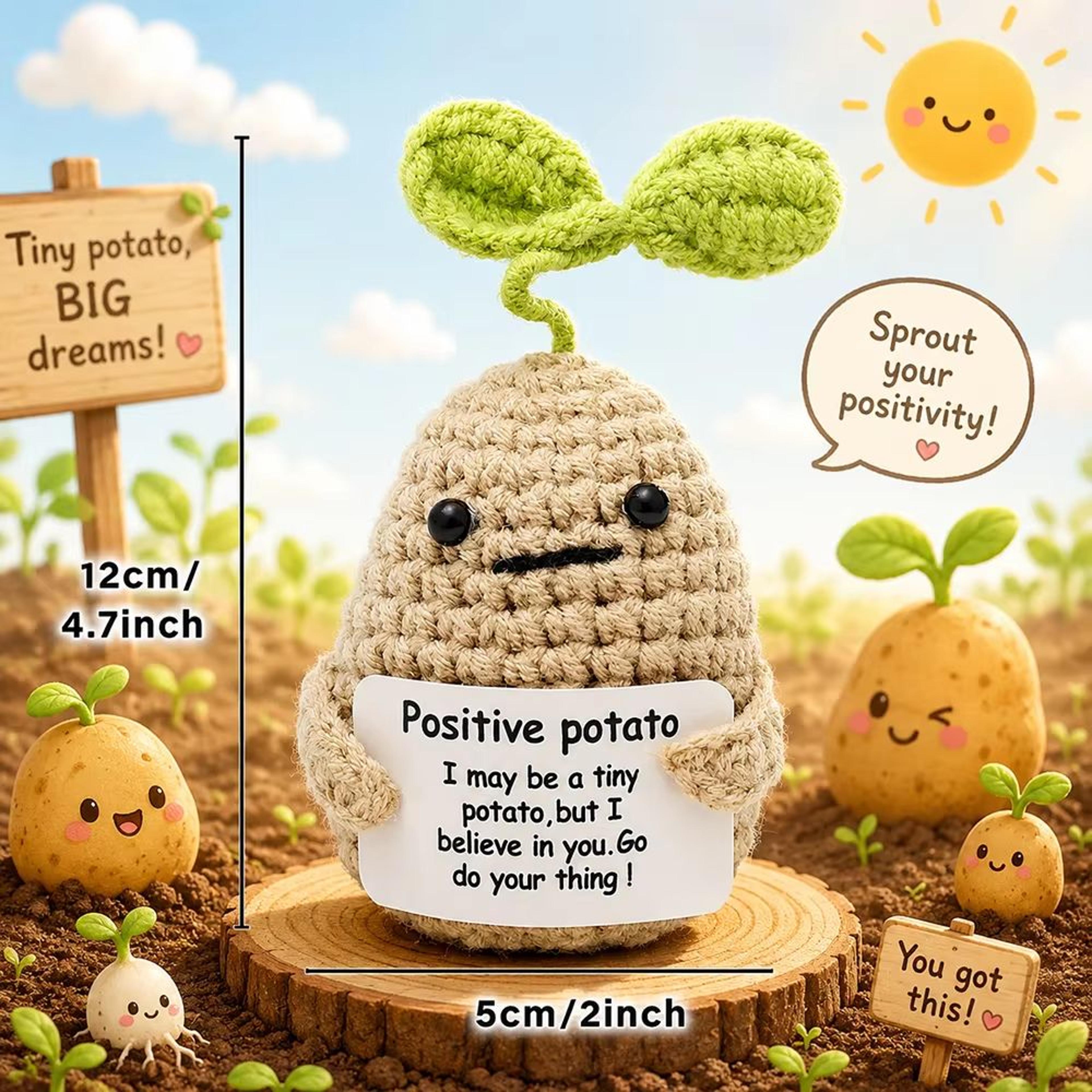 Positive Energy Pocket Hug Crochet Doll  Handmade Knitted Plush Emotional Support Gift With Card 19