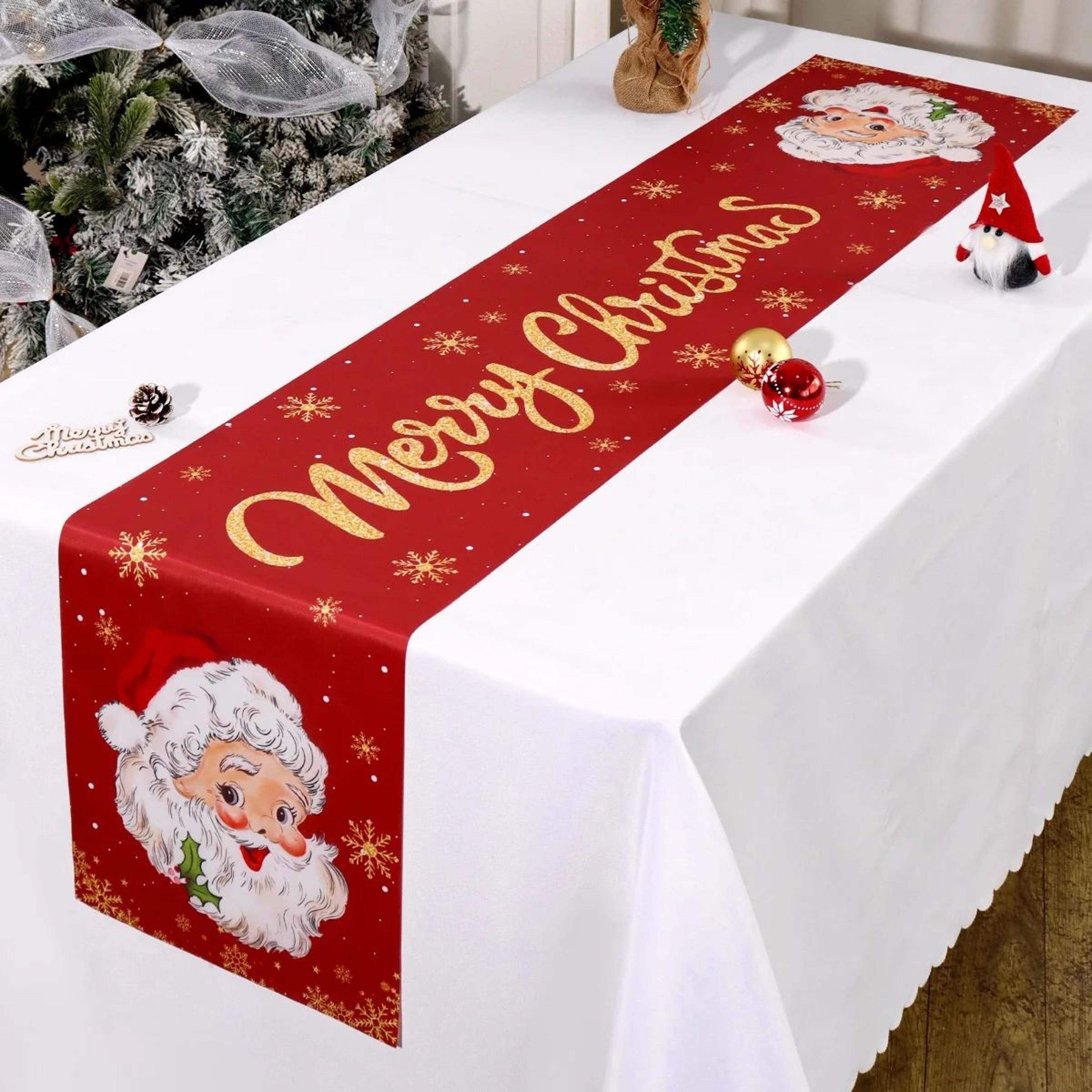 Santa Claus Christmas Table Runner  Polyester Holiday Table Decoration For Christmas  New Year 1