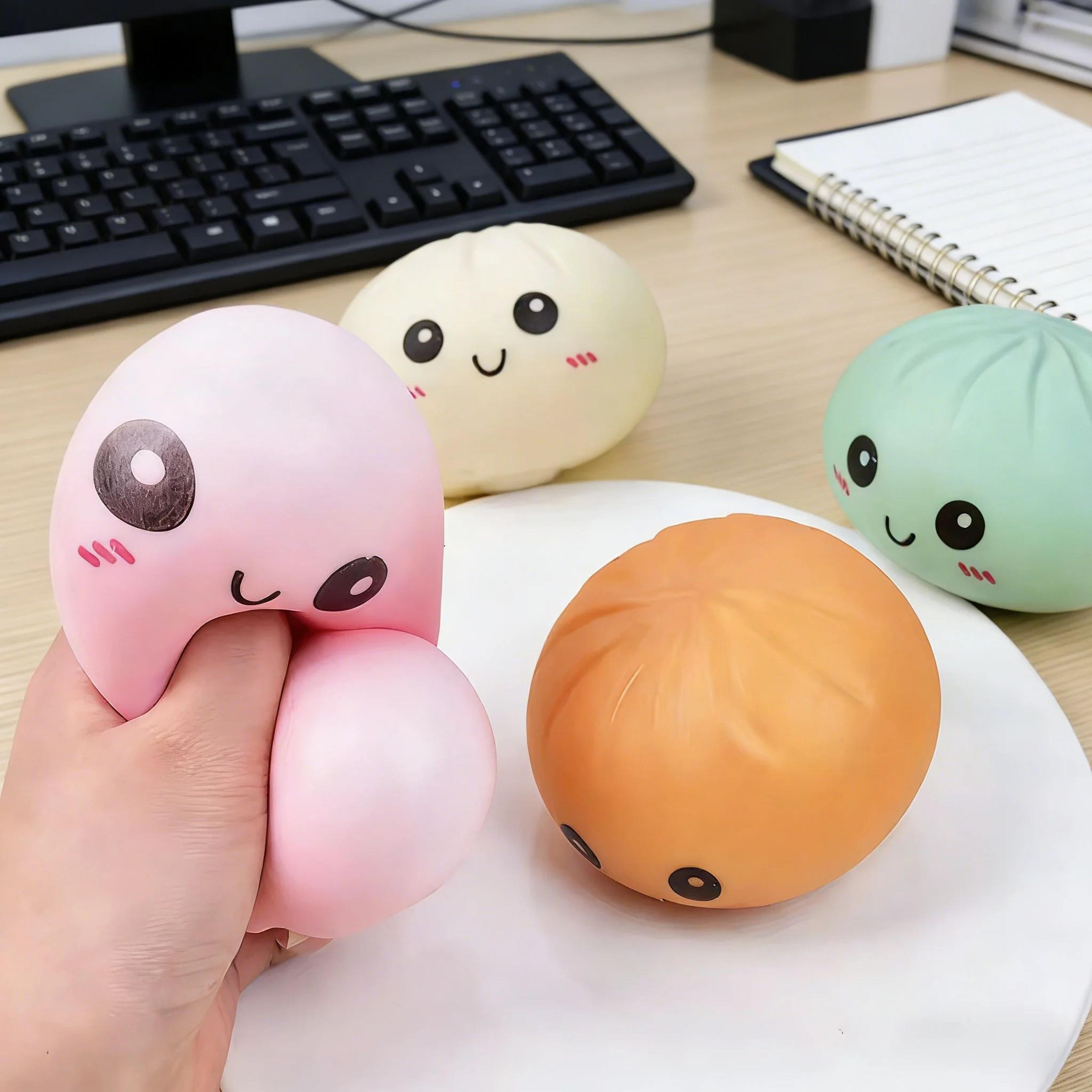 Glitter Dumpling Squishy Toy With Bamboo Steamer  Slow Rising Stress Relief Squeeze Toy  Sensory Fi 3