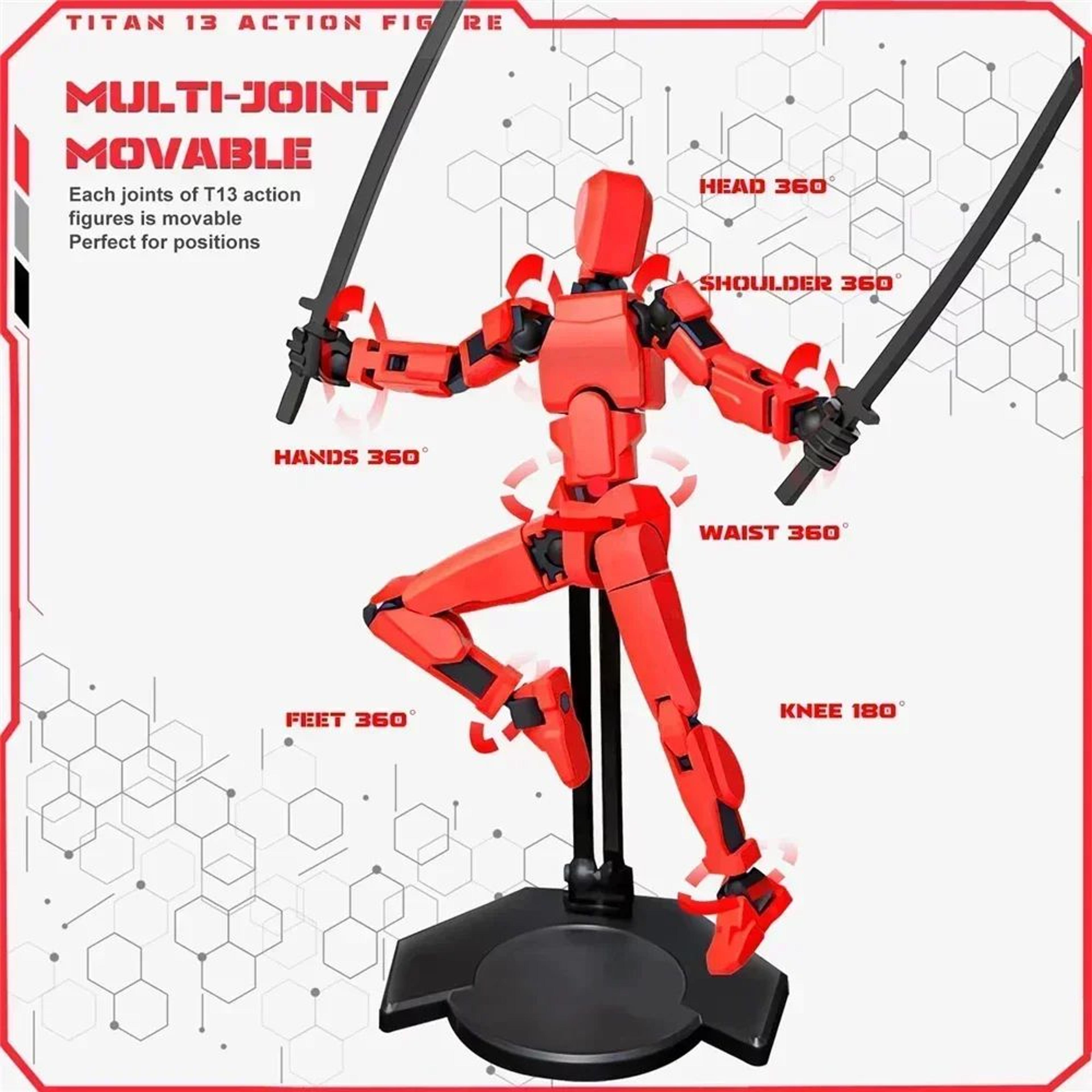 T13 Titan Action Figure  13Joint Movable Robot Toy With Weapons Interchangeable Hands  Display Stan 1