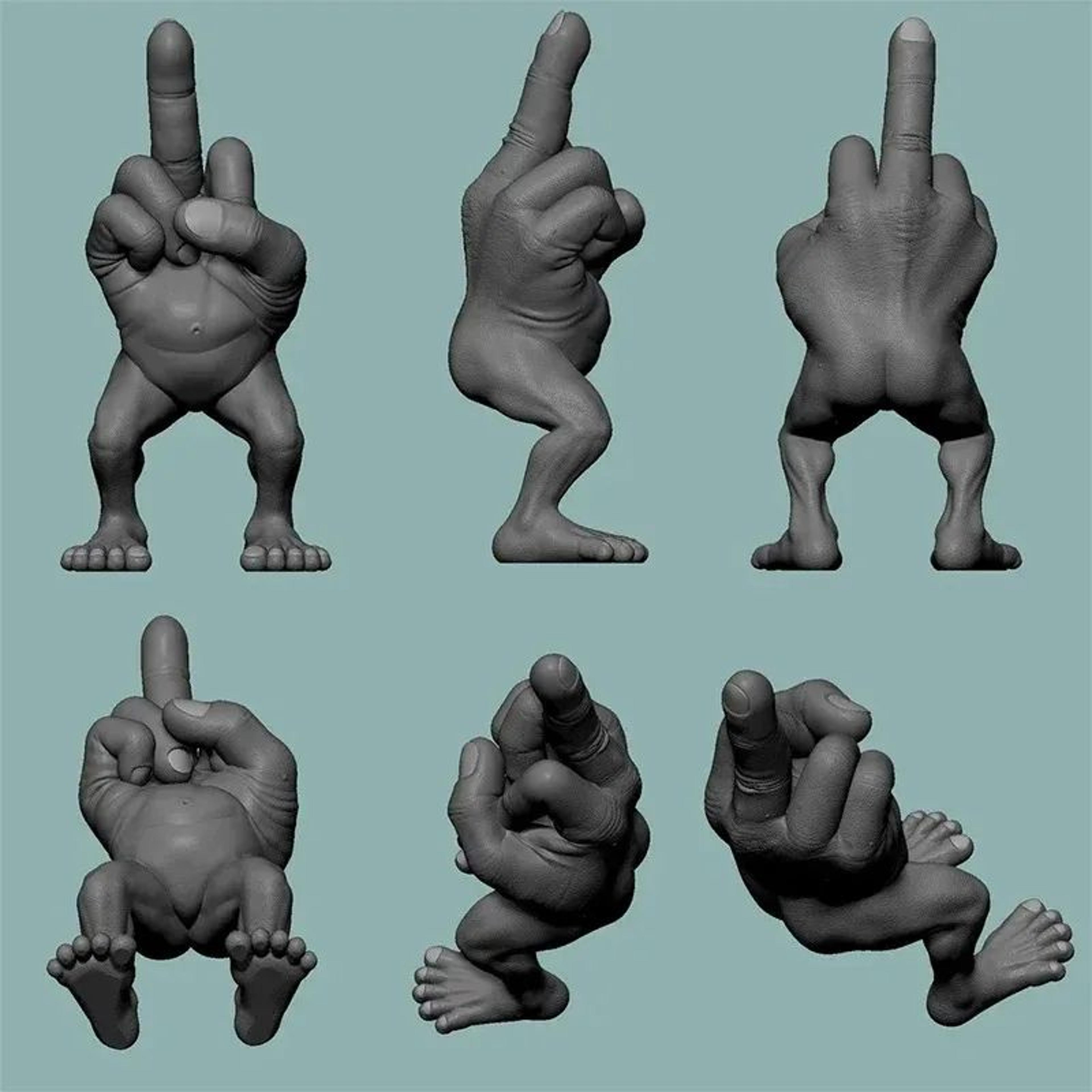 3D Printed Middle Finger Figure With Legs  Funny Office Desk Ornament Desktop Decor  Novelty Gift 3