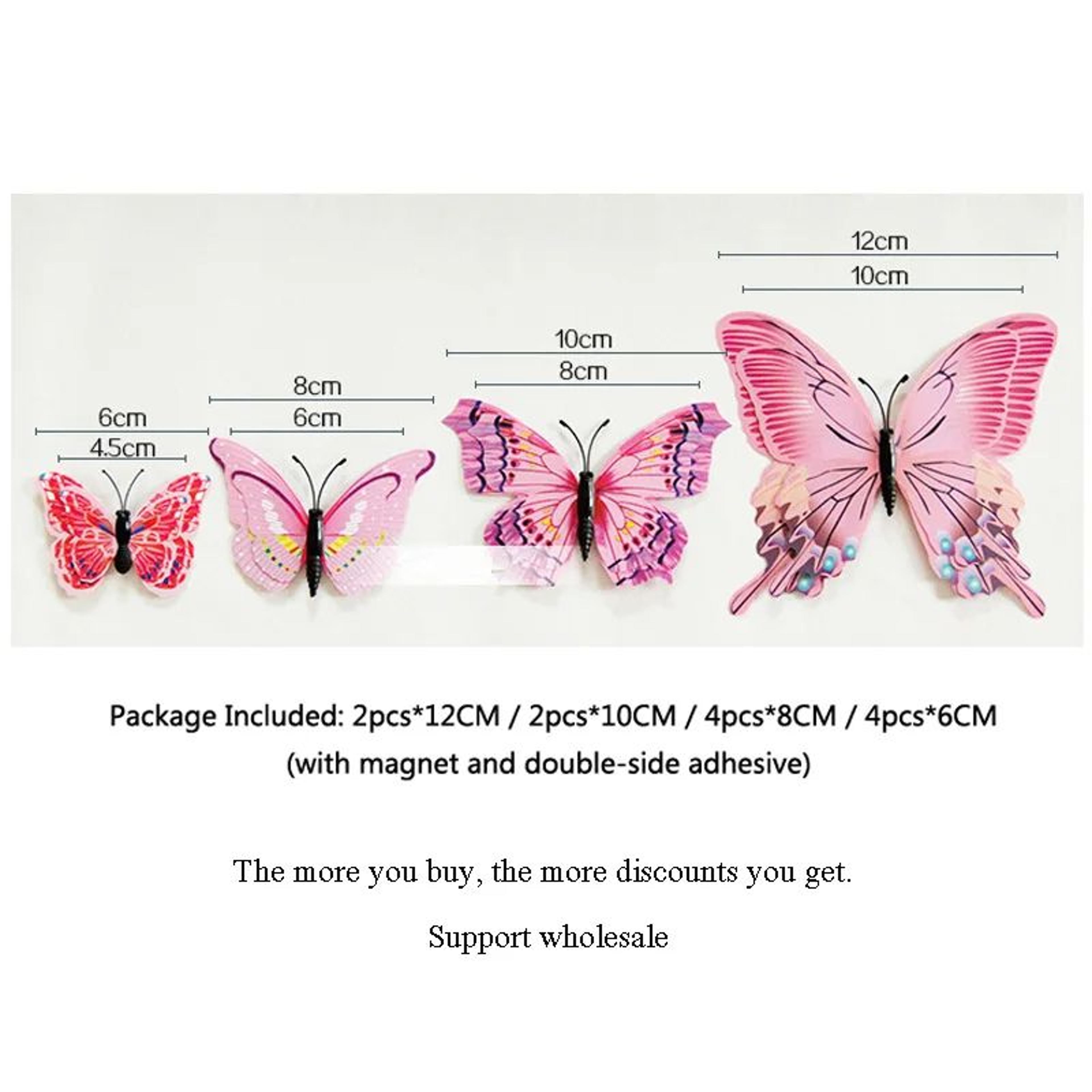 12pcs 3D Butterfly Wall Stickers  Double Layer Decorative Butterflies With Magnets  Adhesive For Ho 1