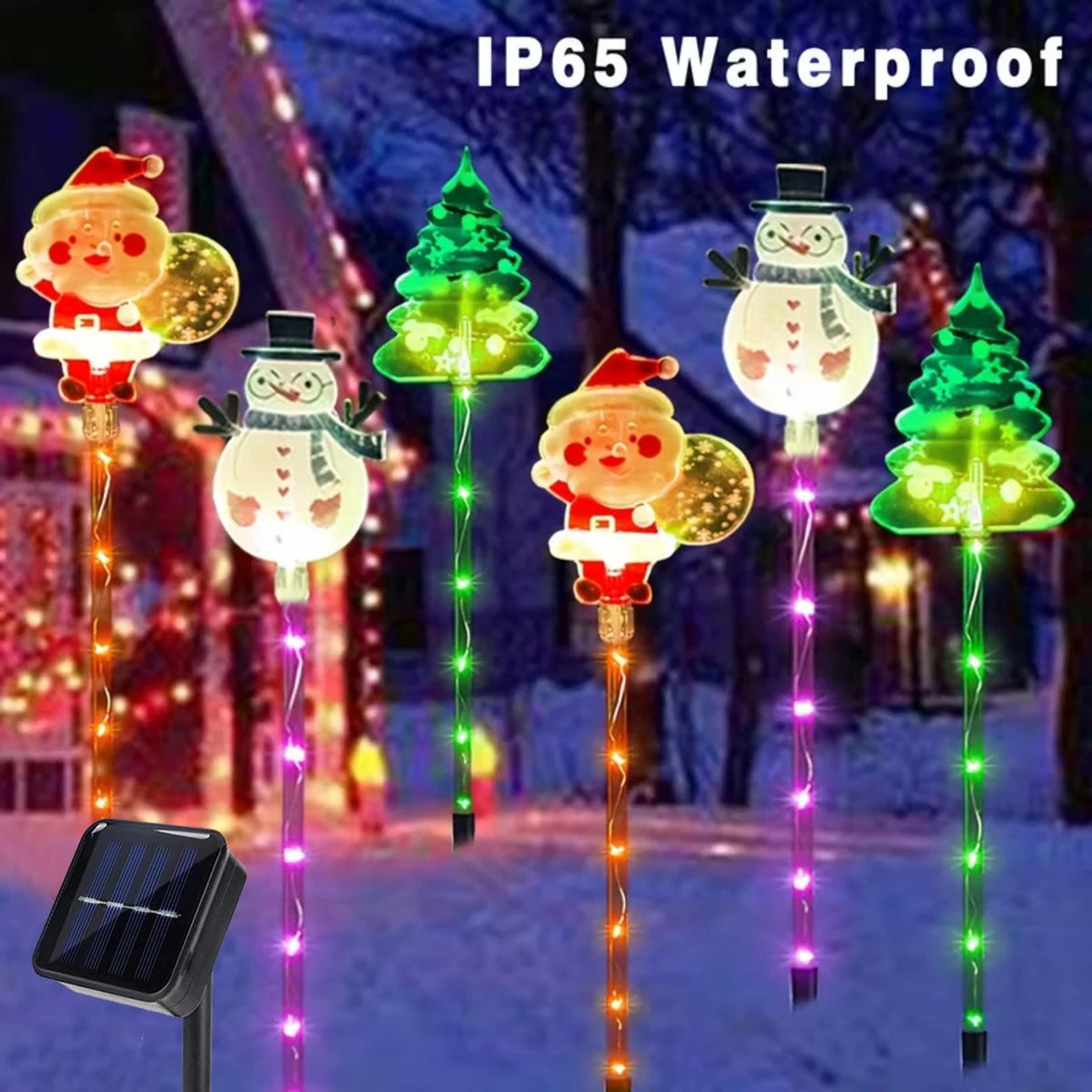 6in1 Solar Christmas Lawn Lights Set  Santa Christmas Tree  Elk Outdoor Garden Holiday Decorations 6