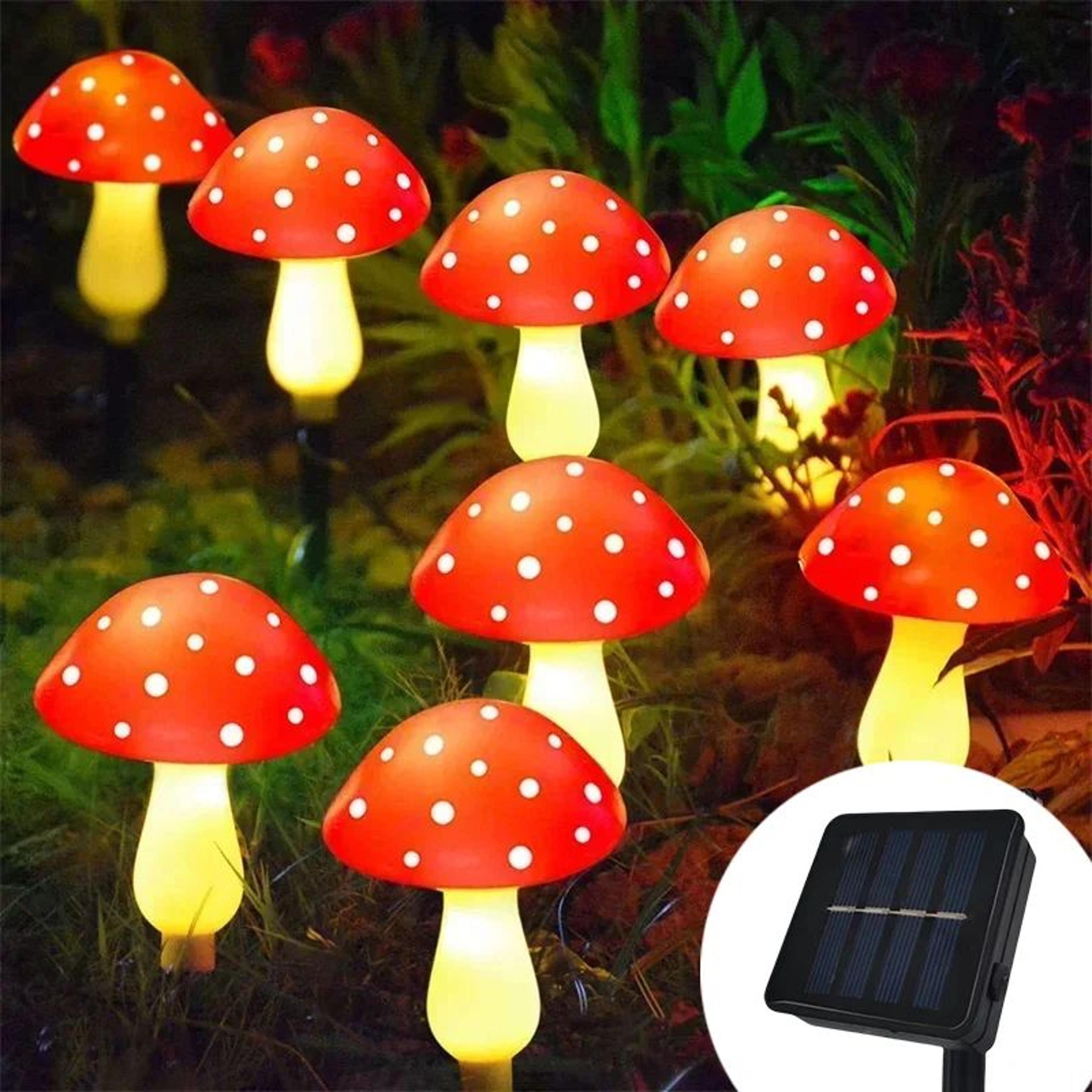 Solar LED Red Mushroom Garden Lights  Waterproof Outdoor Landscape Lawn Pathway Decoration 2