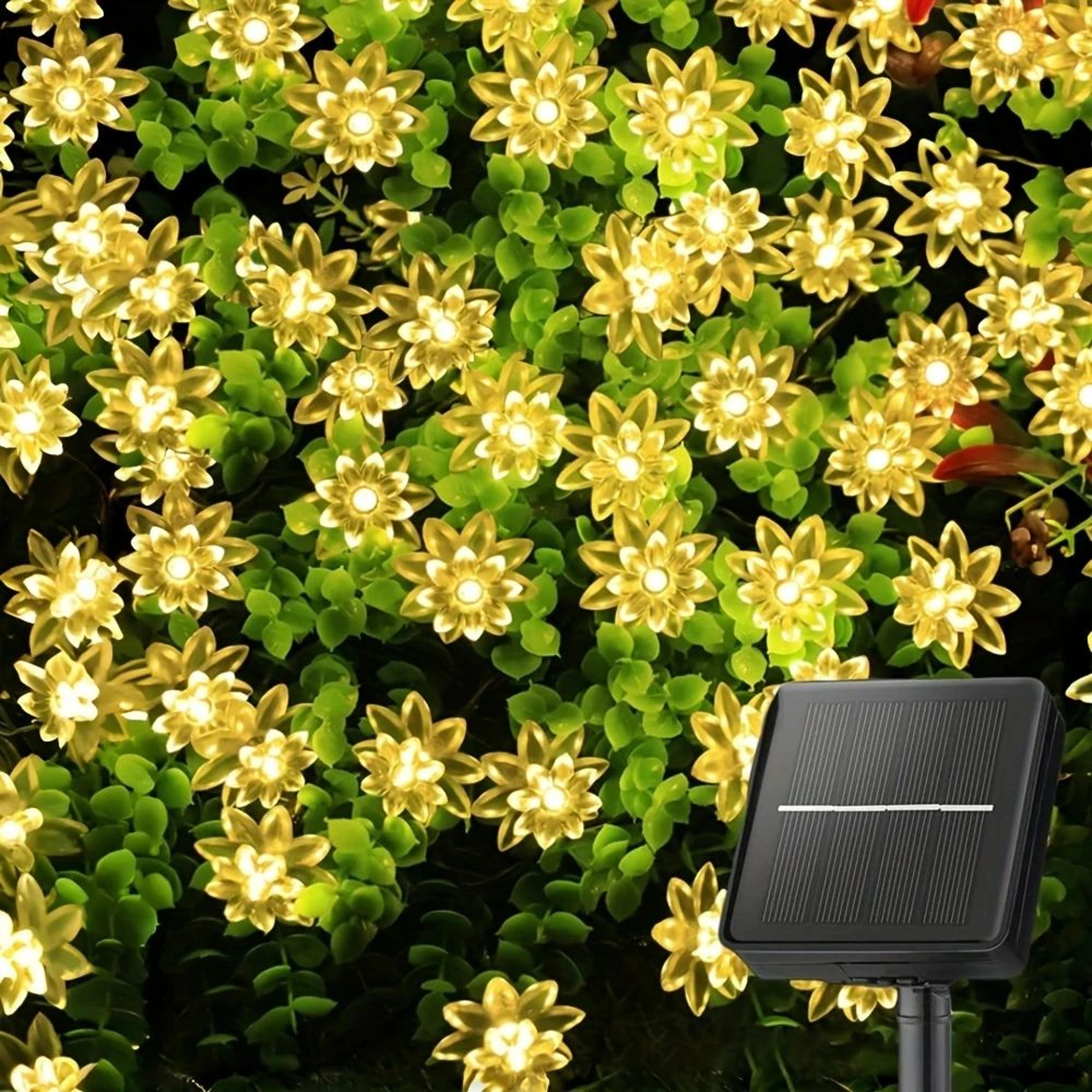 Solar Lotus Flower String Lights  Waterproof LED Cherry Blossom Fairy Lights For Garden Patio  Chri 7