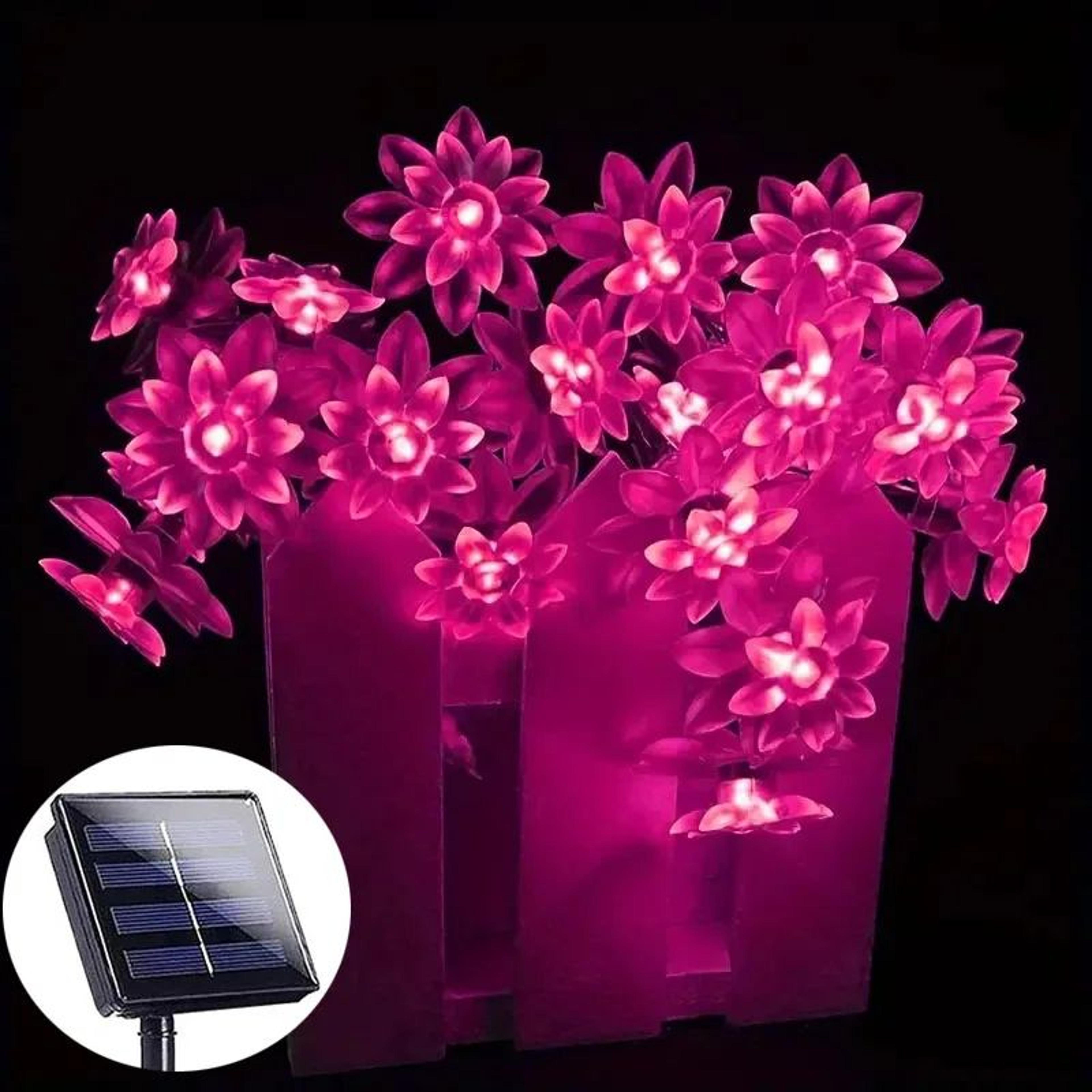 Solar Lotus Flower String Lights  Waterproof LED Cherry Blossom Fairy Lights For Garden Patio  Chri 9