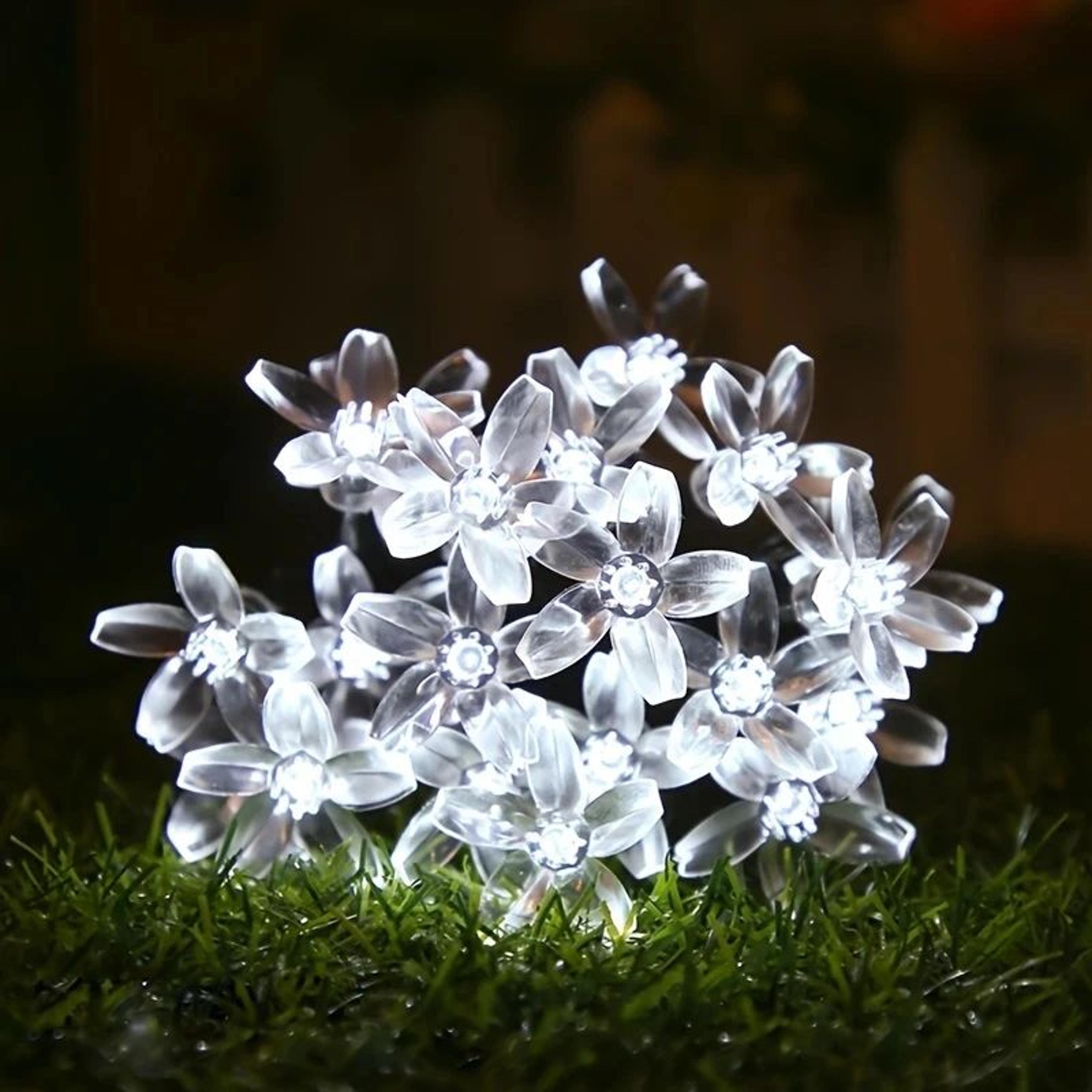 Solar Lotus Flower String Lights  Waterproof LED Cherry Blossom Fairy Lights For Garden Patio  Chri 14