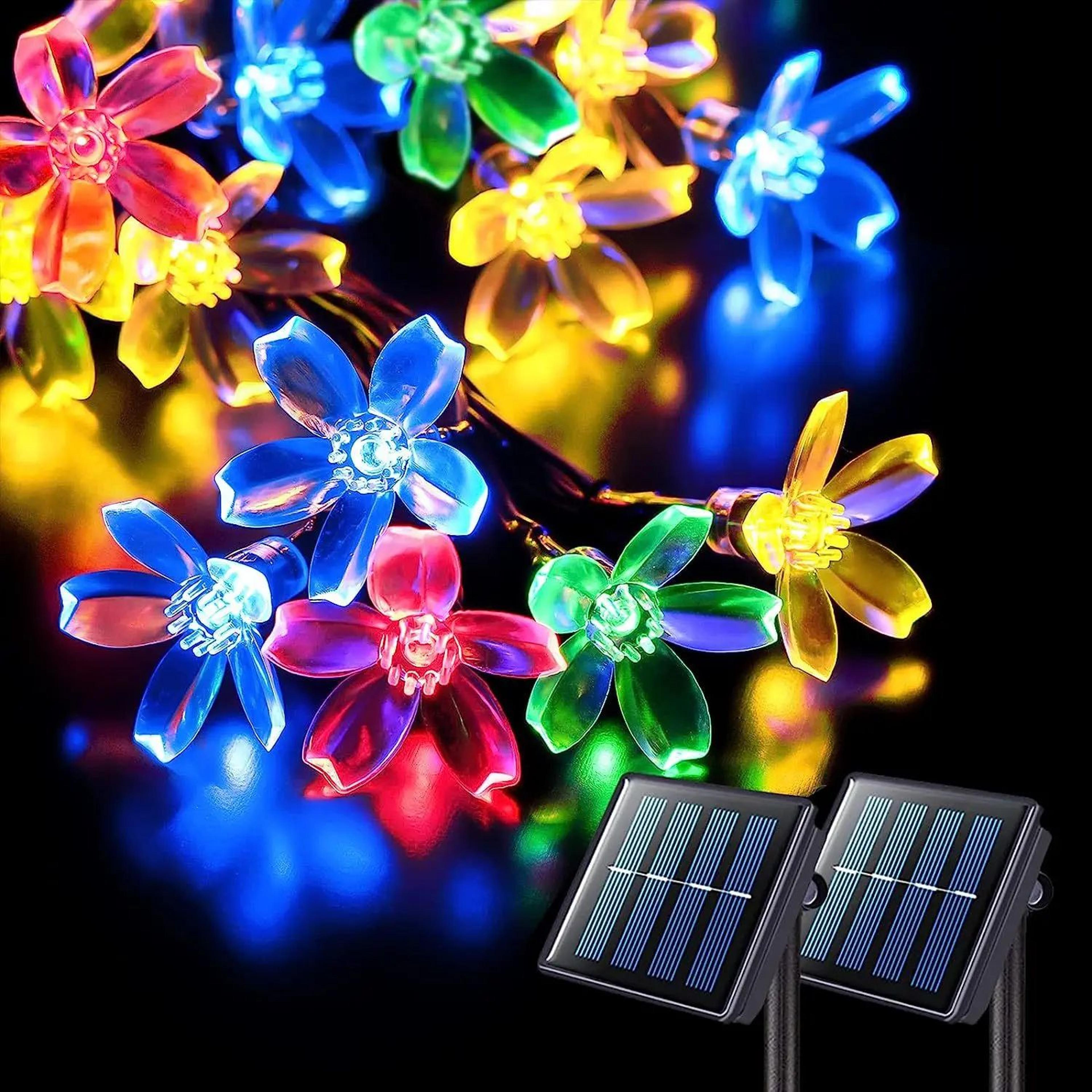 Solar Lotus Flower String Lights  Waterproof LED Cherry Blossom Fairy Lights For Garden Patio  Chri 19