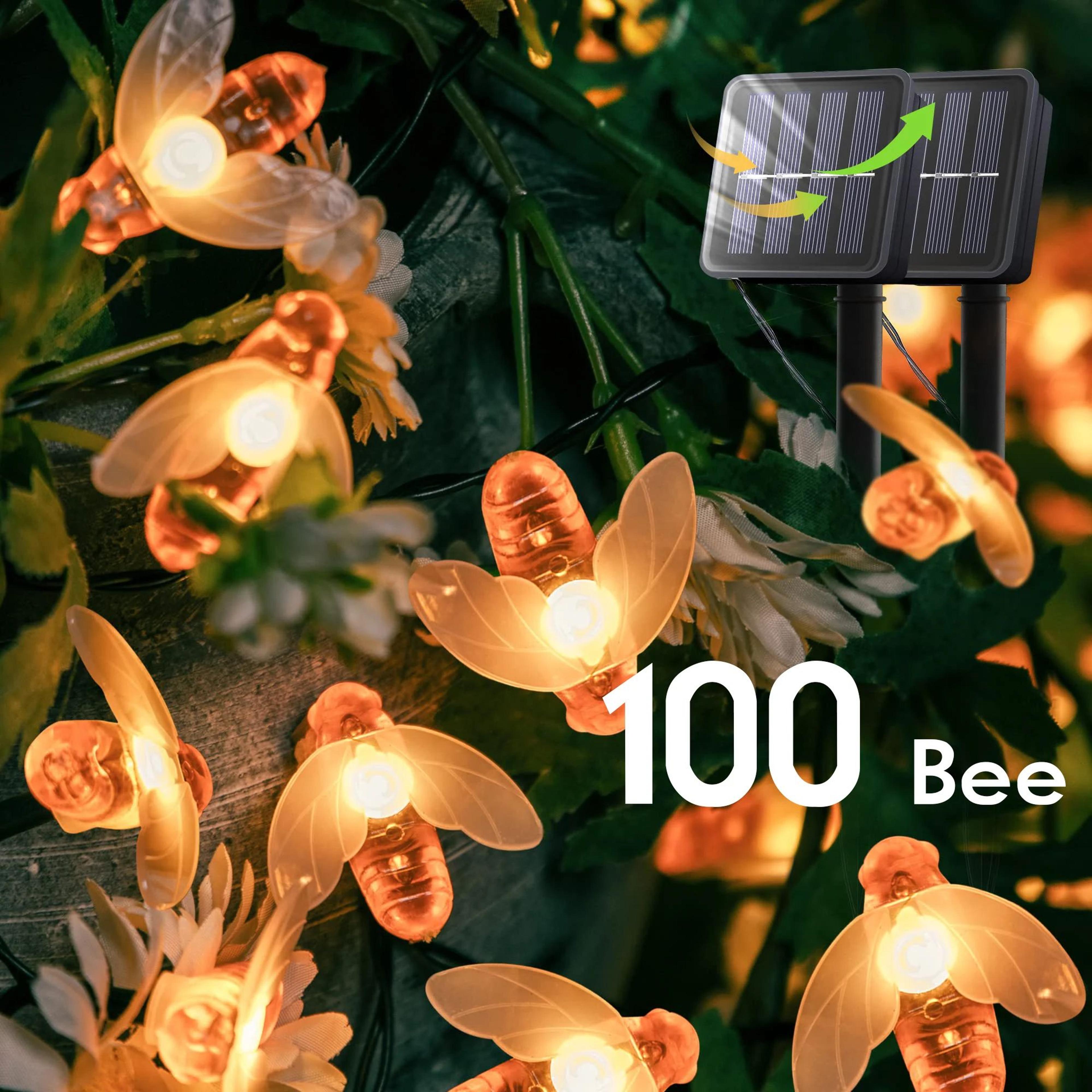 AlliLit Solar Bee String Lights  Waterproof LED Fairy Lights With 8 Modes For Garden Patio  Holiday