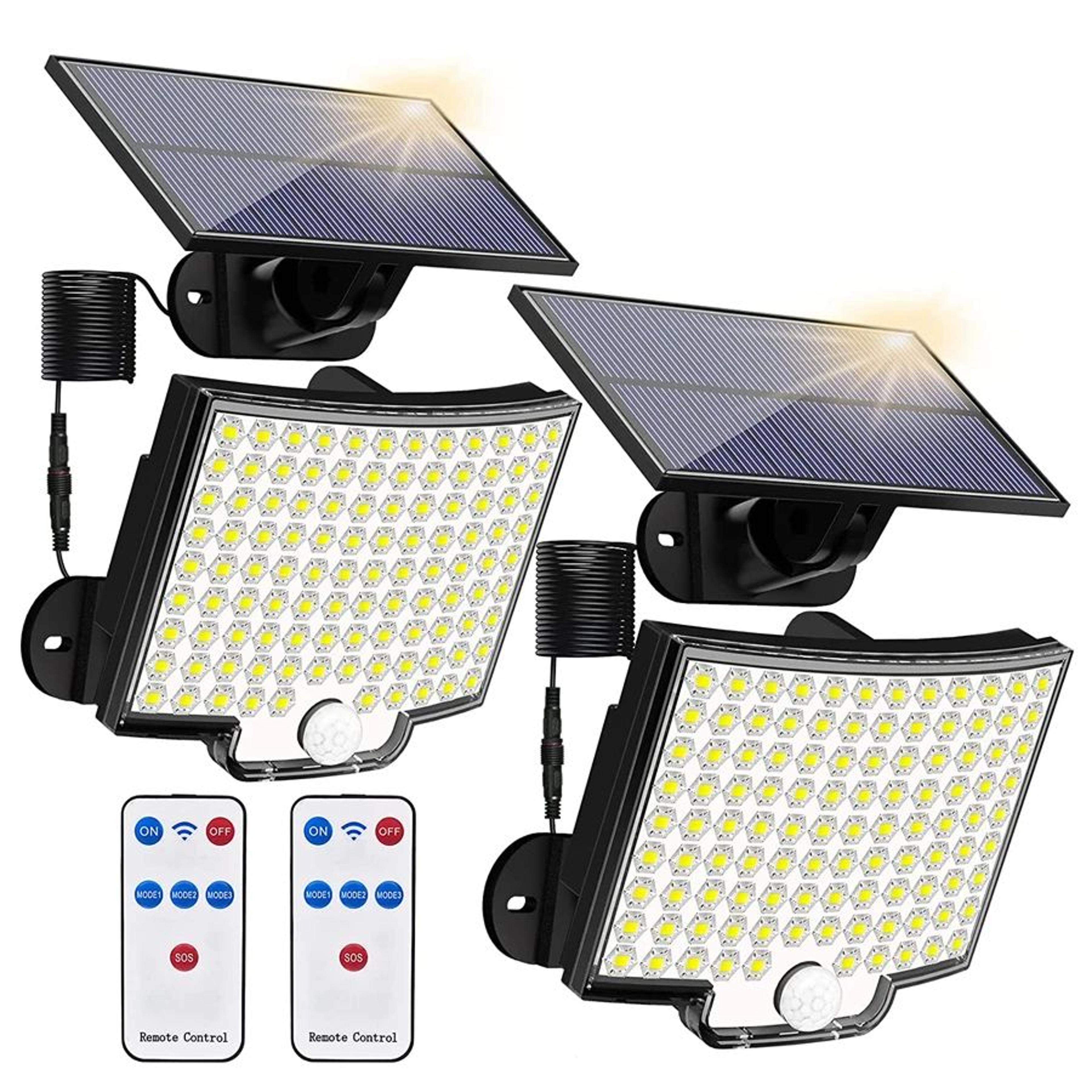 318 LED Solar Motion Sensor Light  IP65 Waterproof Outdoor Security Floodlight With Remote Panel  4