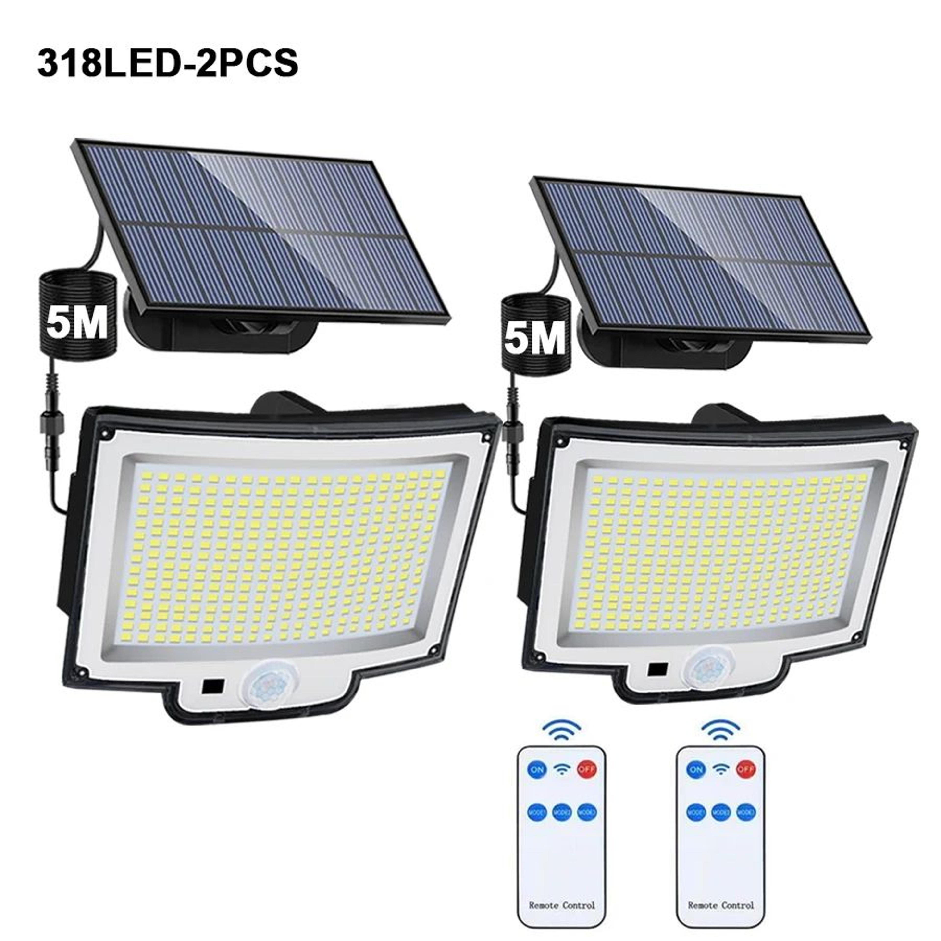 318 LED Solar Motion Sensor Light  IP65 Waterproof Outdoor Security Floodlight With Remote Panel  4 9