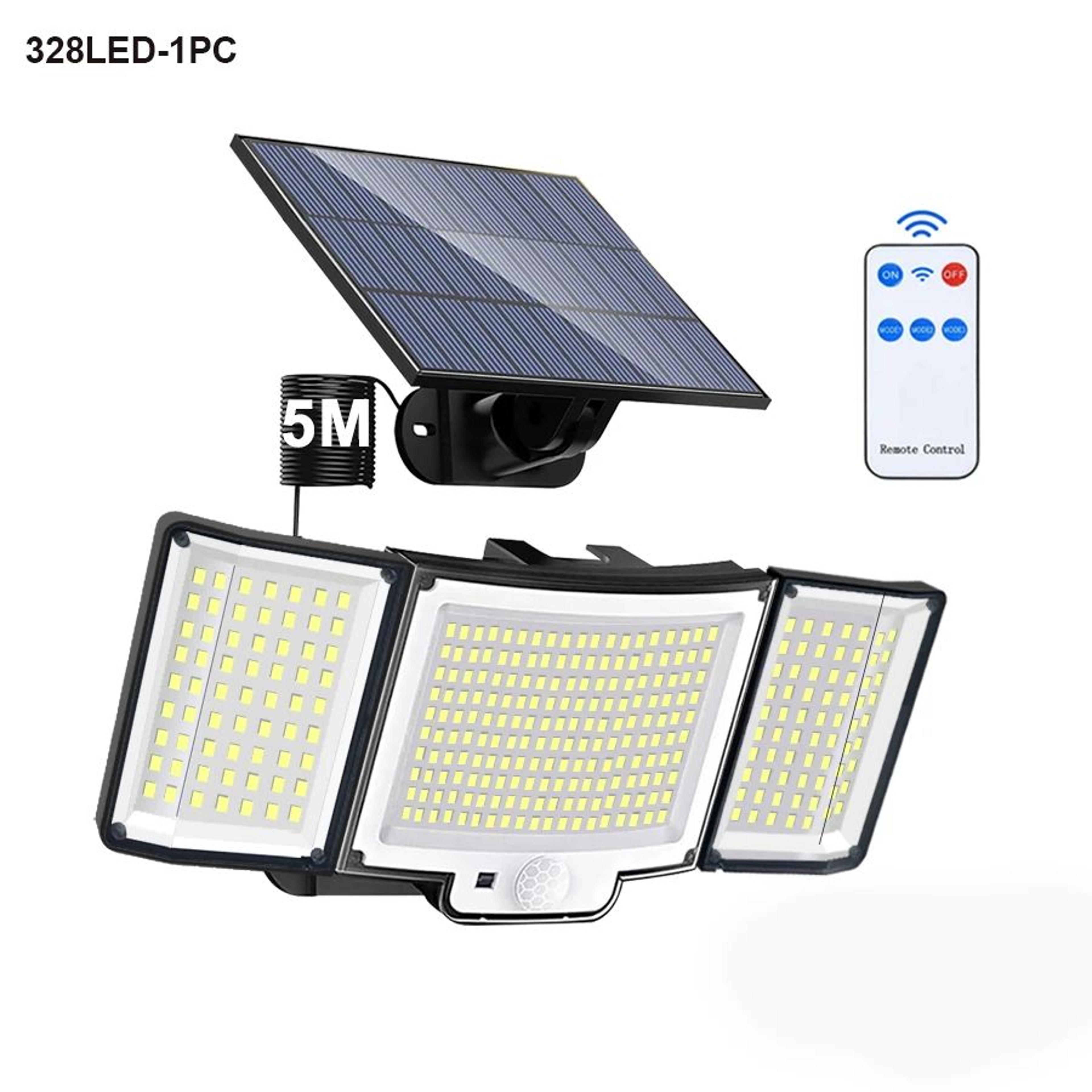 318 LED Solar Motion Sensor Light  IP65 Waterproof Outdoor Security Floodlight With Remote Panel  4 11