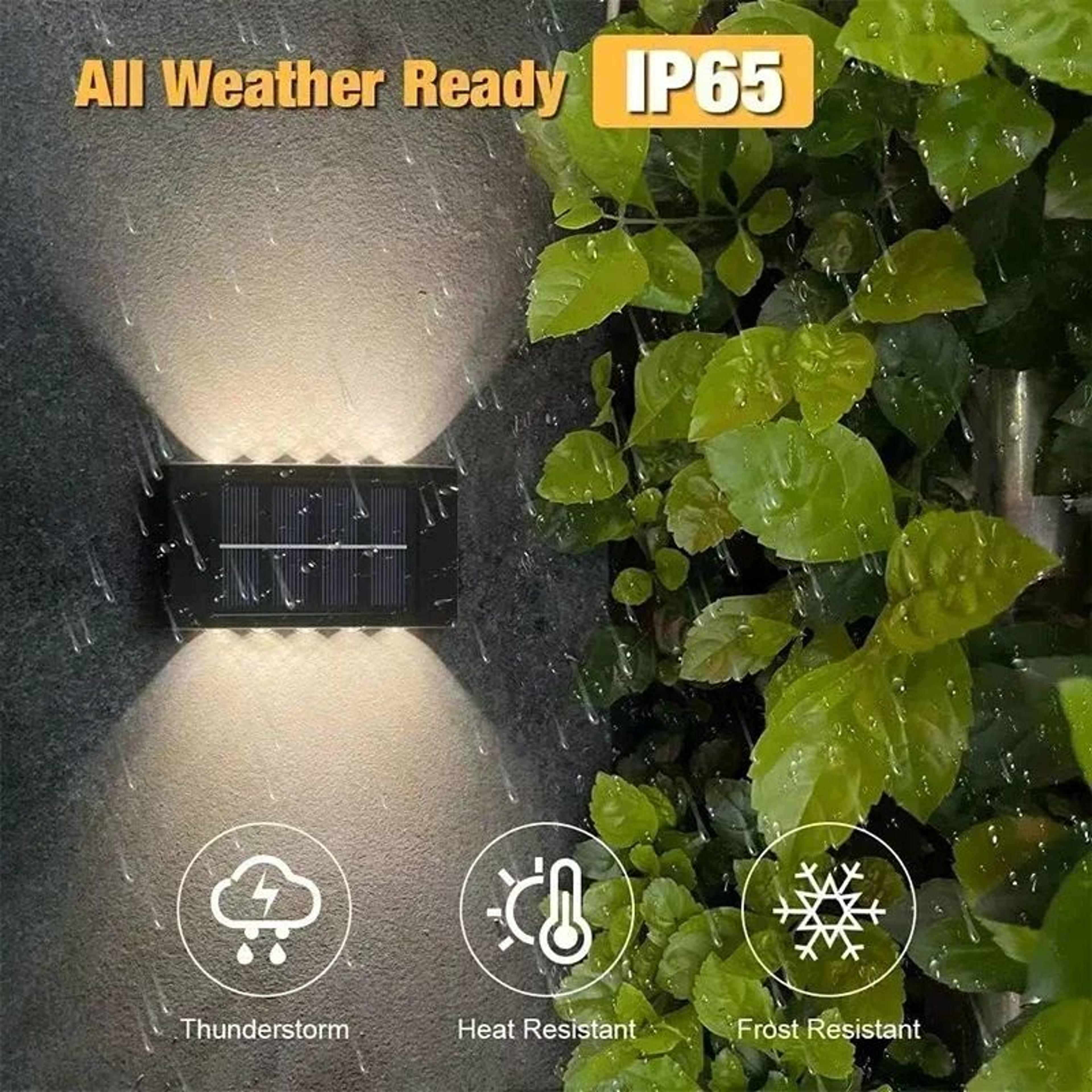 LED Solar Wall Lamp  IP65 Waterproof Up  Down Outdoor Garden Fence Light With Auto OnOff 2