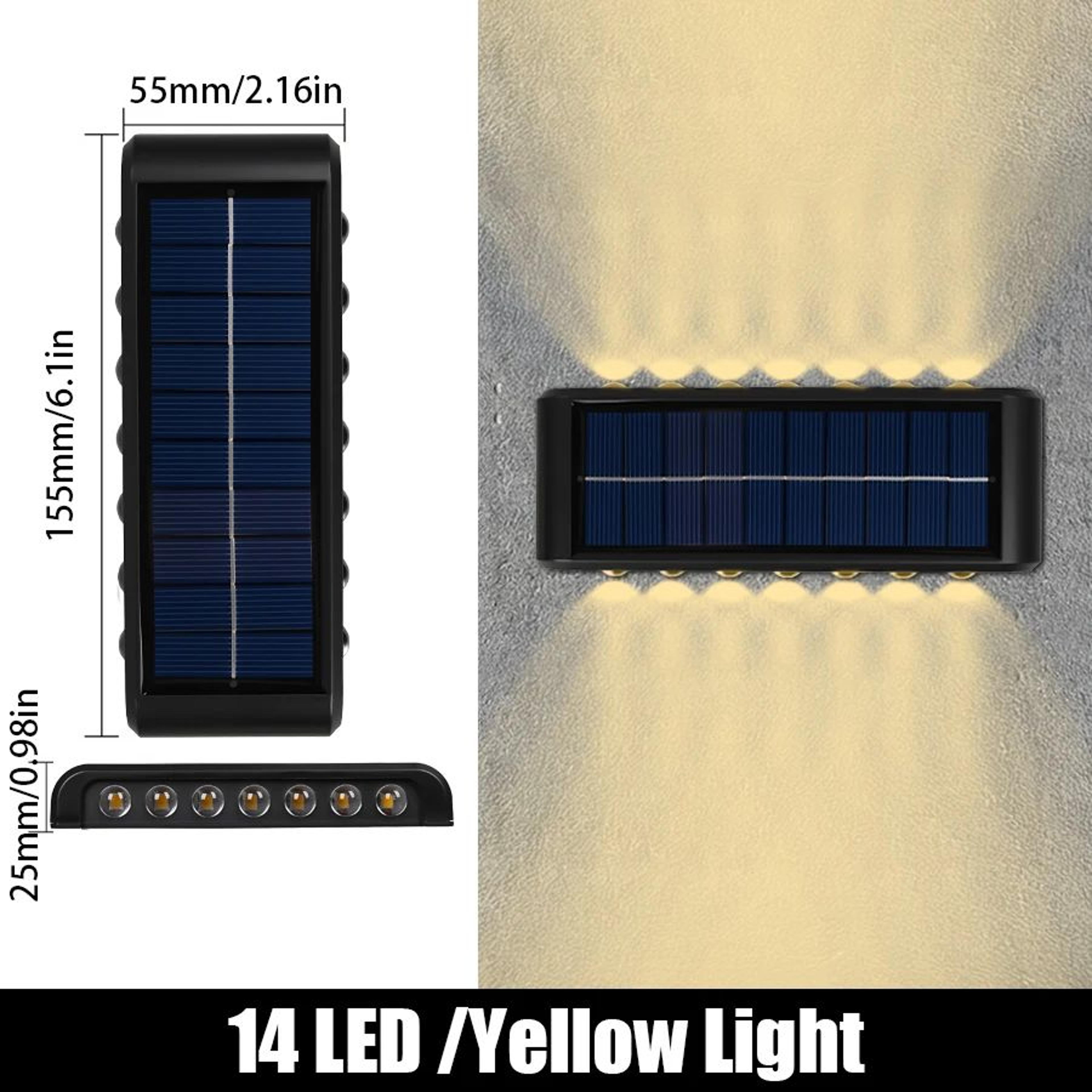 LED Solar Wall Lamp  IP65 Waterproof Up  Down Outdoor Garden Fence Light With Auto OnOff 7