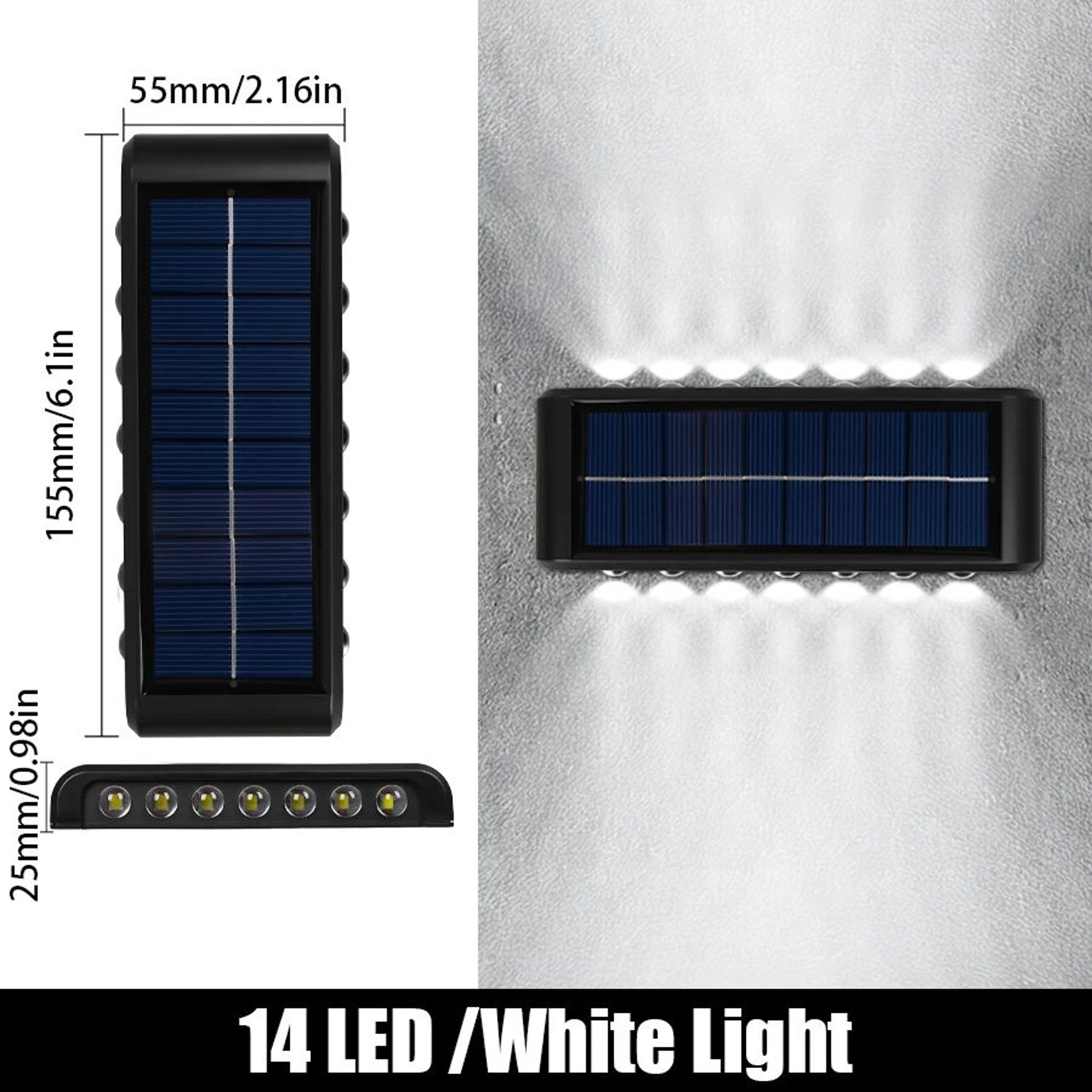 LED Solar Wall Lamp  IP65 Waterproof Up  Down Outdoor Garden Fence Light With Auto OnOff 8