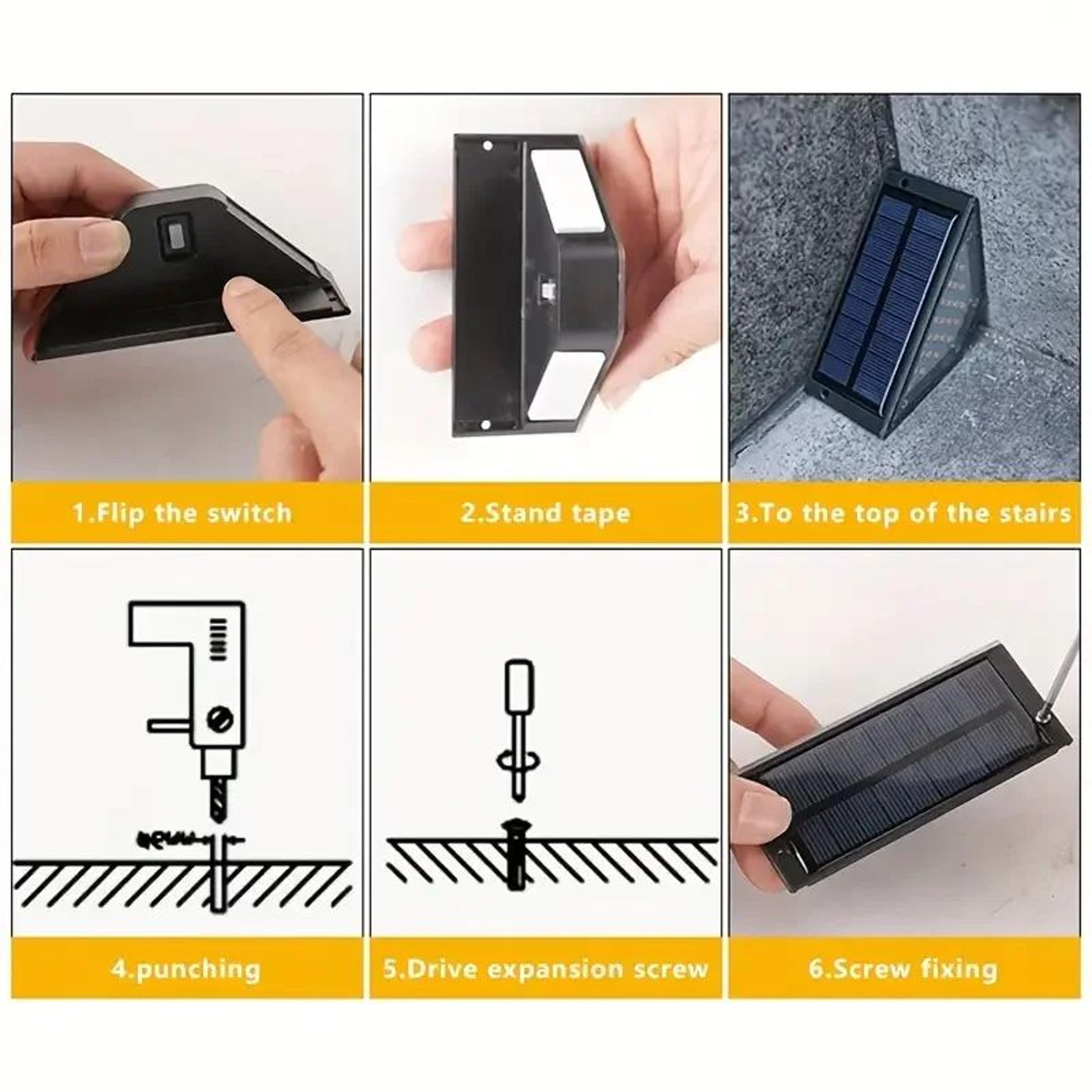 AlliLit LED Solar Step Lights  Waterproof Outdoor Deck Stair Patio  Garden Path Lights 3