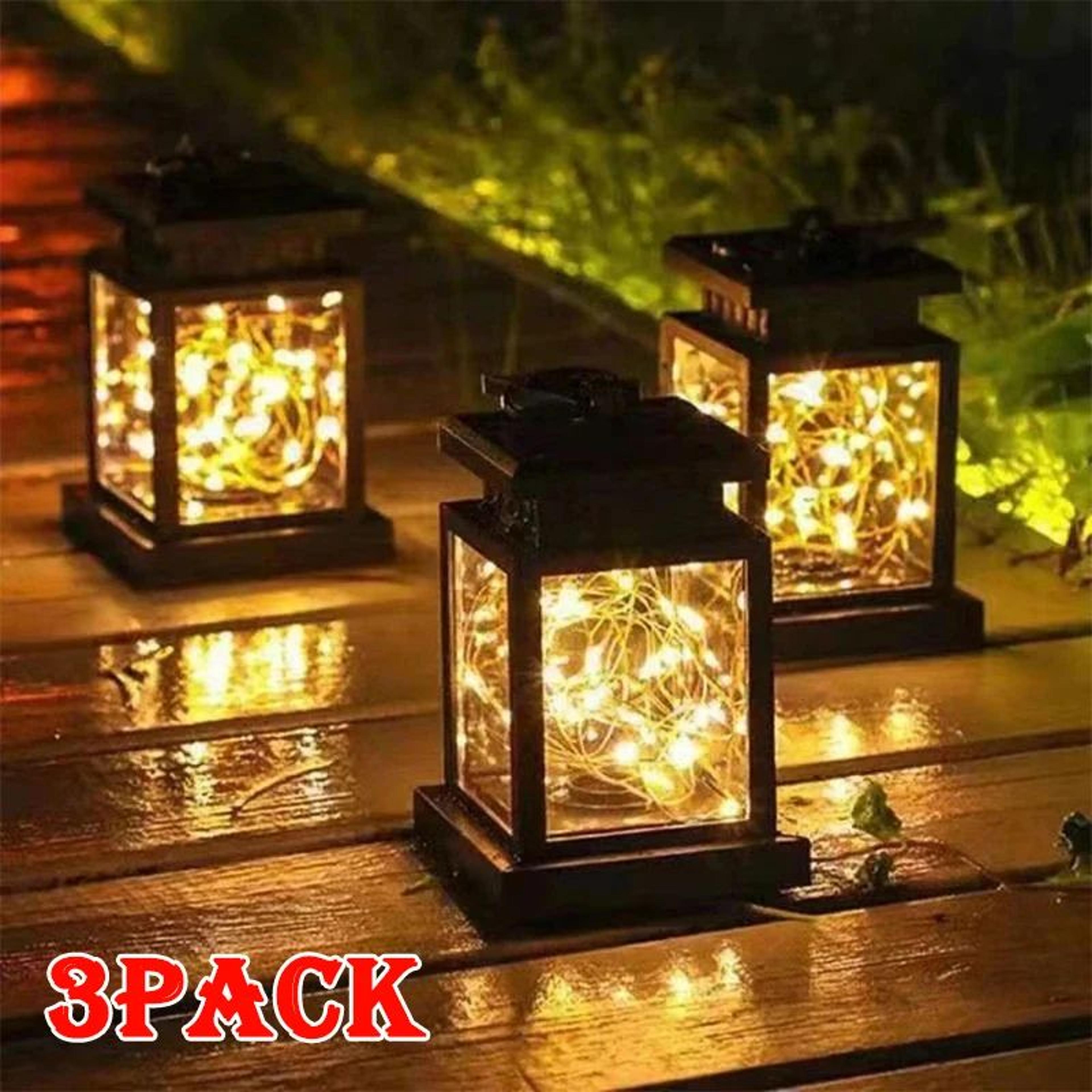 solar hanging lantern with led fairy lights – waterproof outdoor garden, patio & party decoration