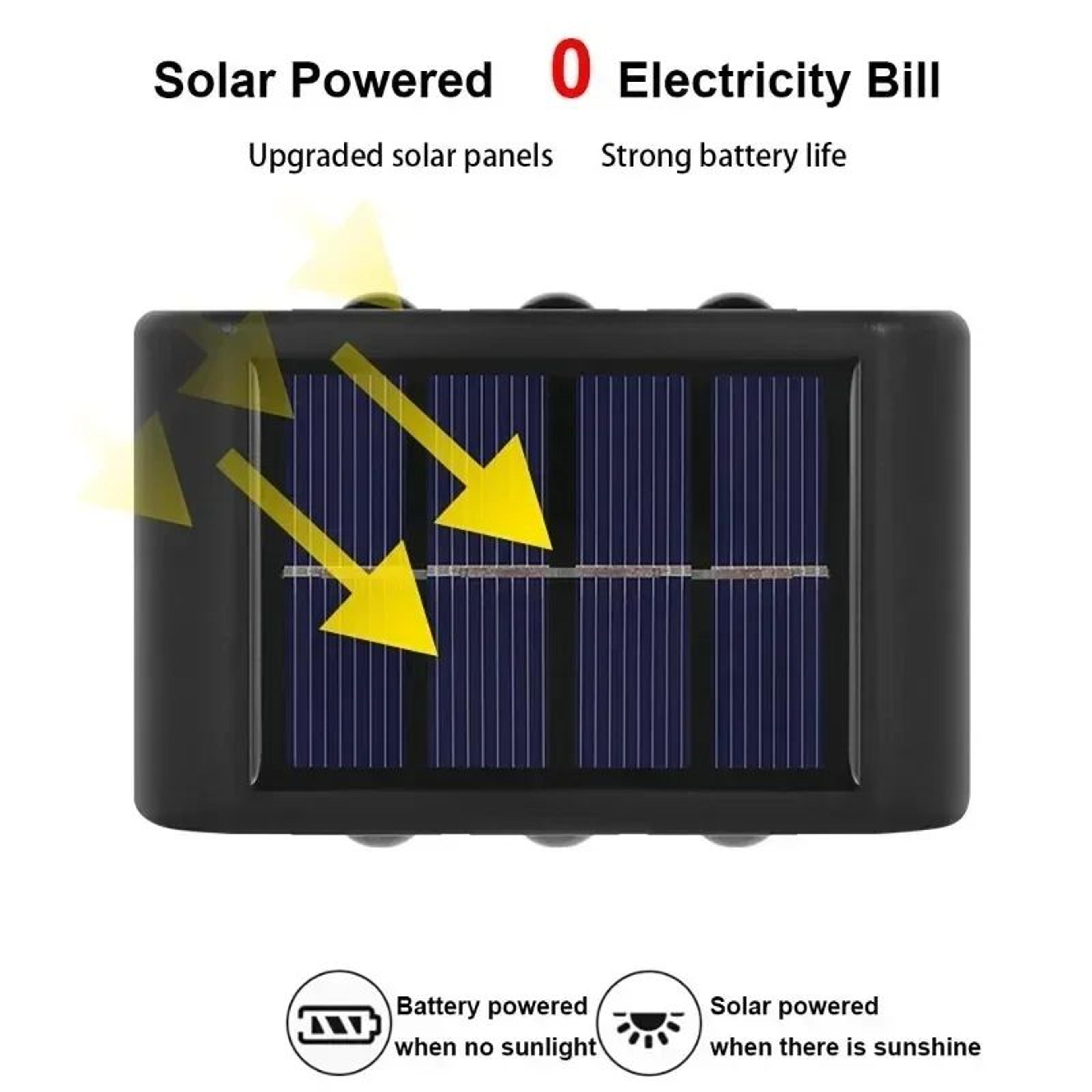 Solar LED Outdoor Wall Light  Waterproof Up  Down Garden Fence Lamp With Auto OnOff 2