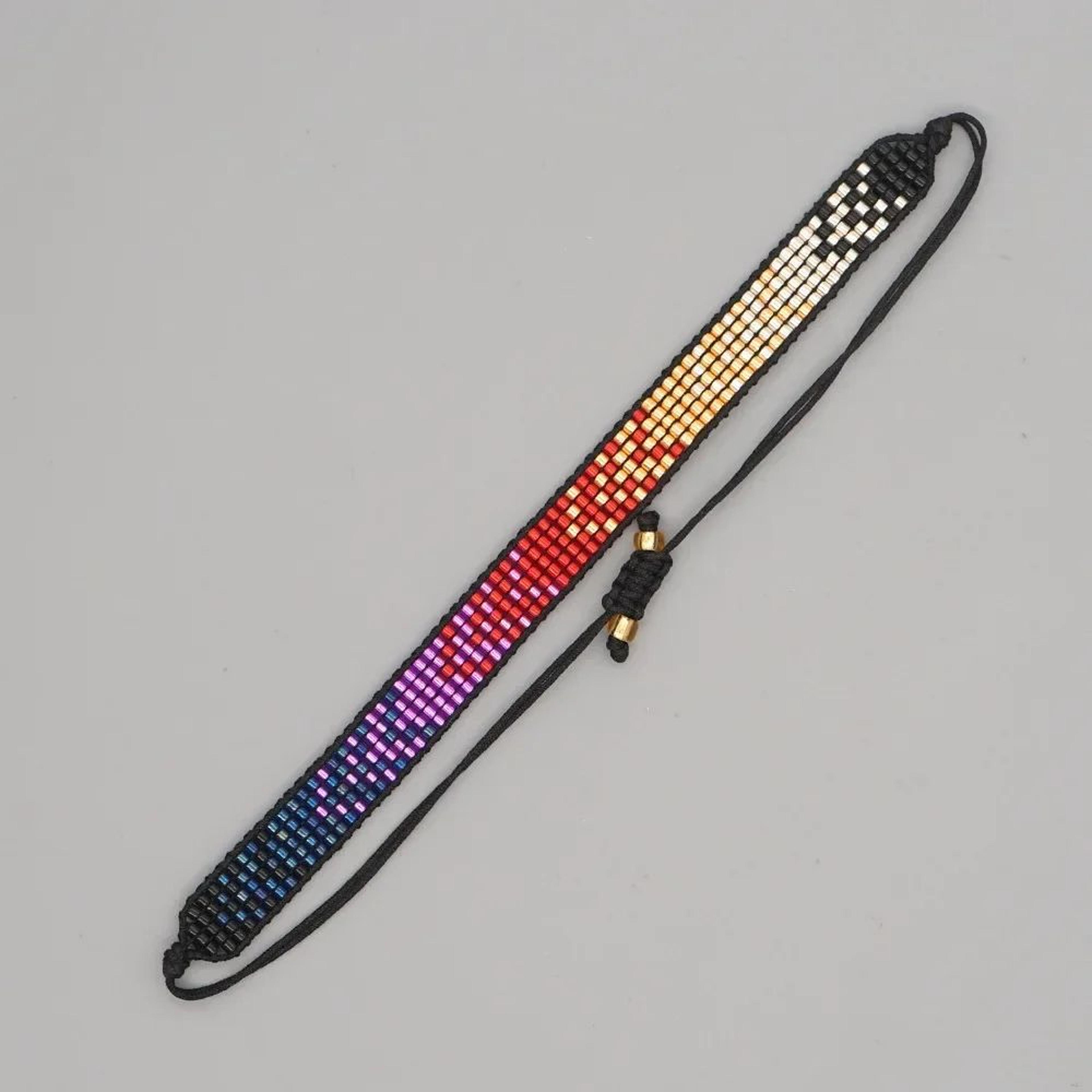 Handmade Gradient Glass Beaded Bracelet  Adjustable Boho Friendship Bracelet For Women  Men 8