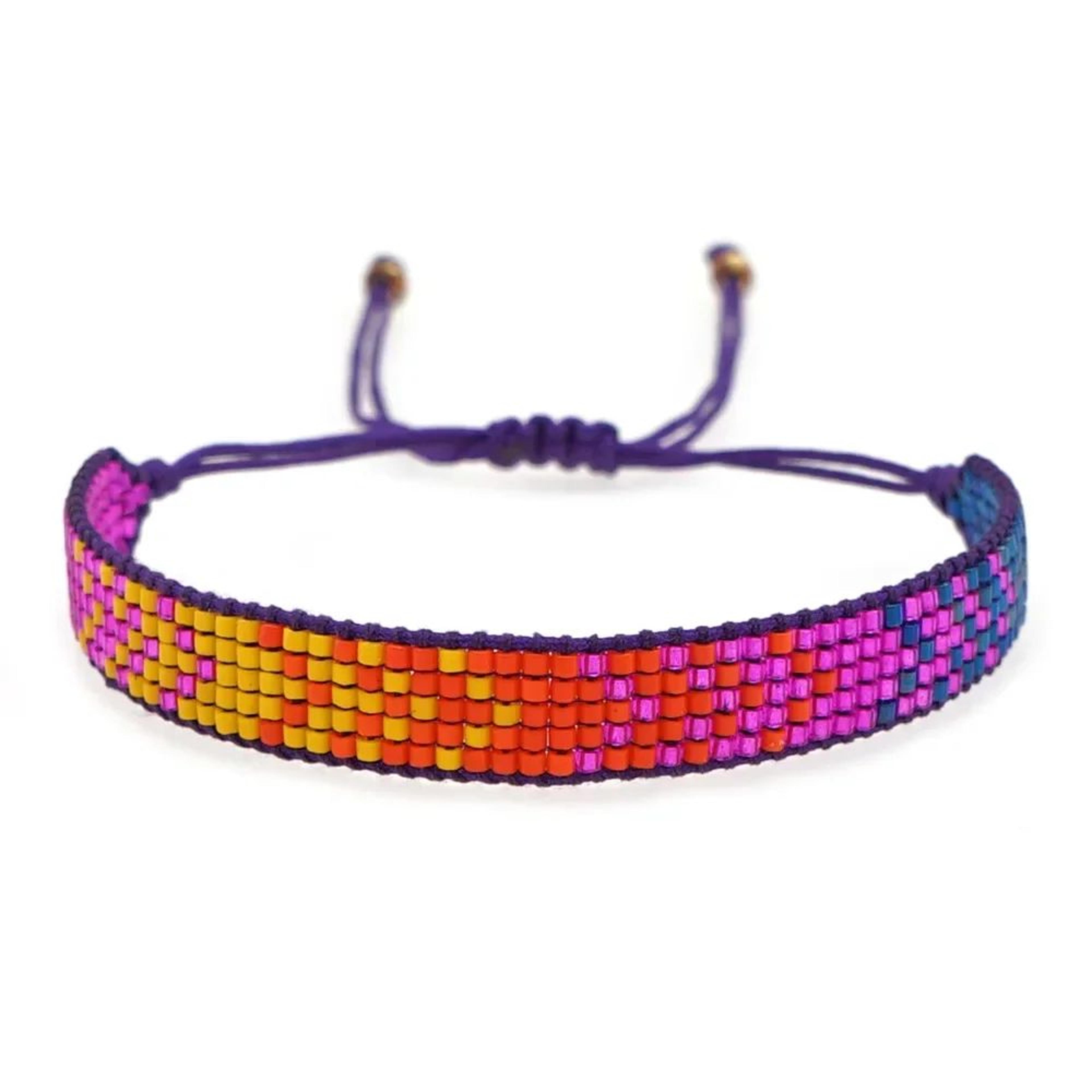 Handmade Gradient Glass Beaded Bracelet  Adjustable Boho Friendship Bracelet For Women  Men 11