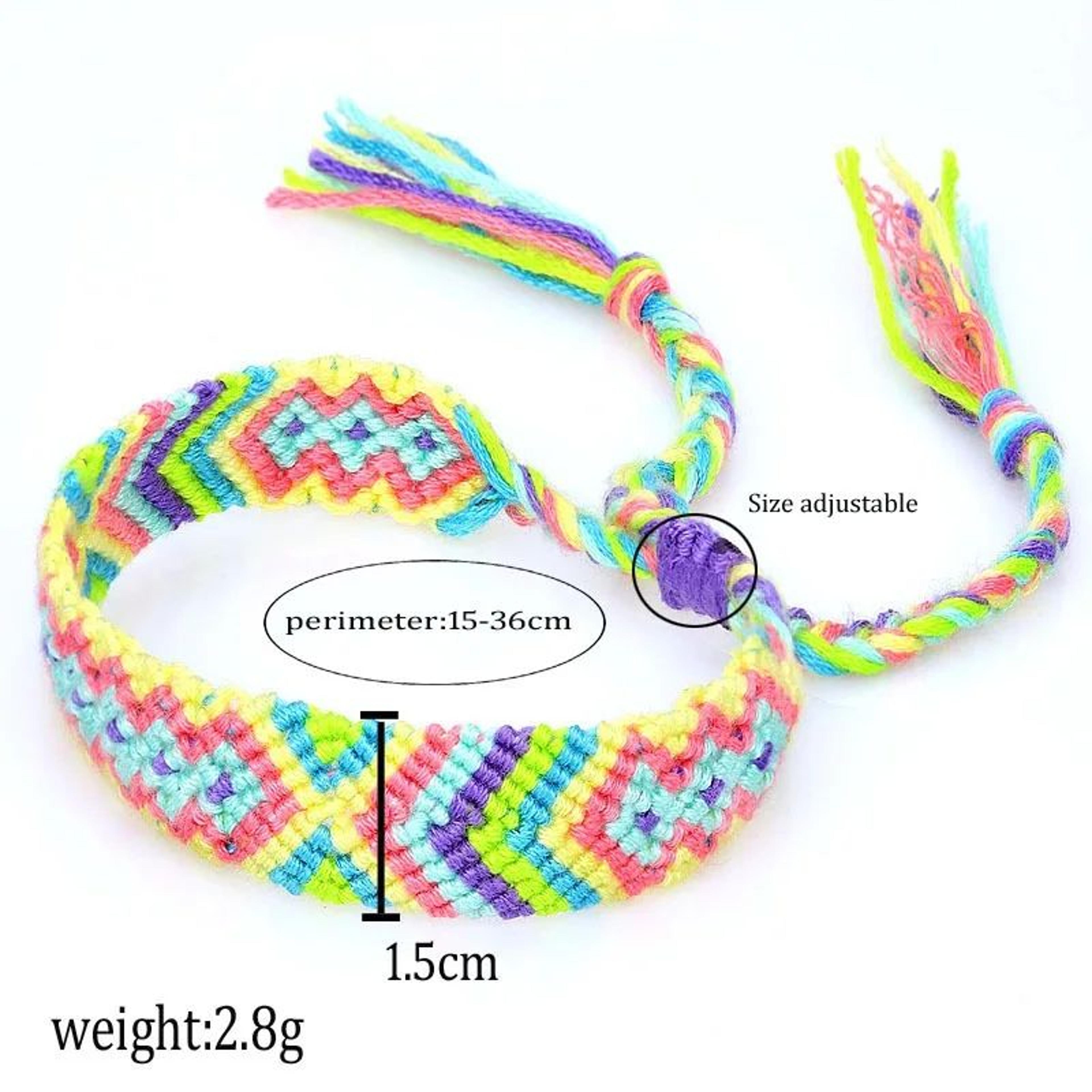 Bohemian Handmade Rainbow Braided Cotton Bracelet  Adjustable Friendship Wristband For Women Lucky  4