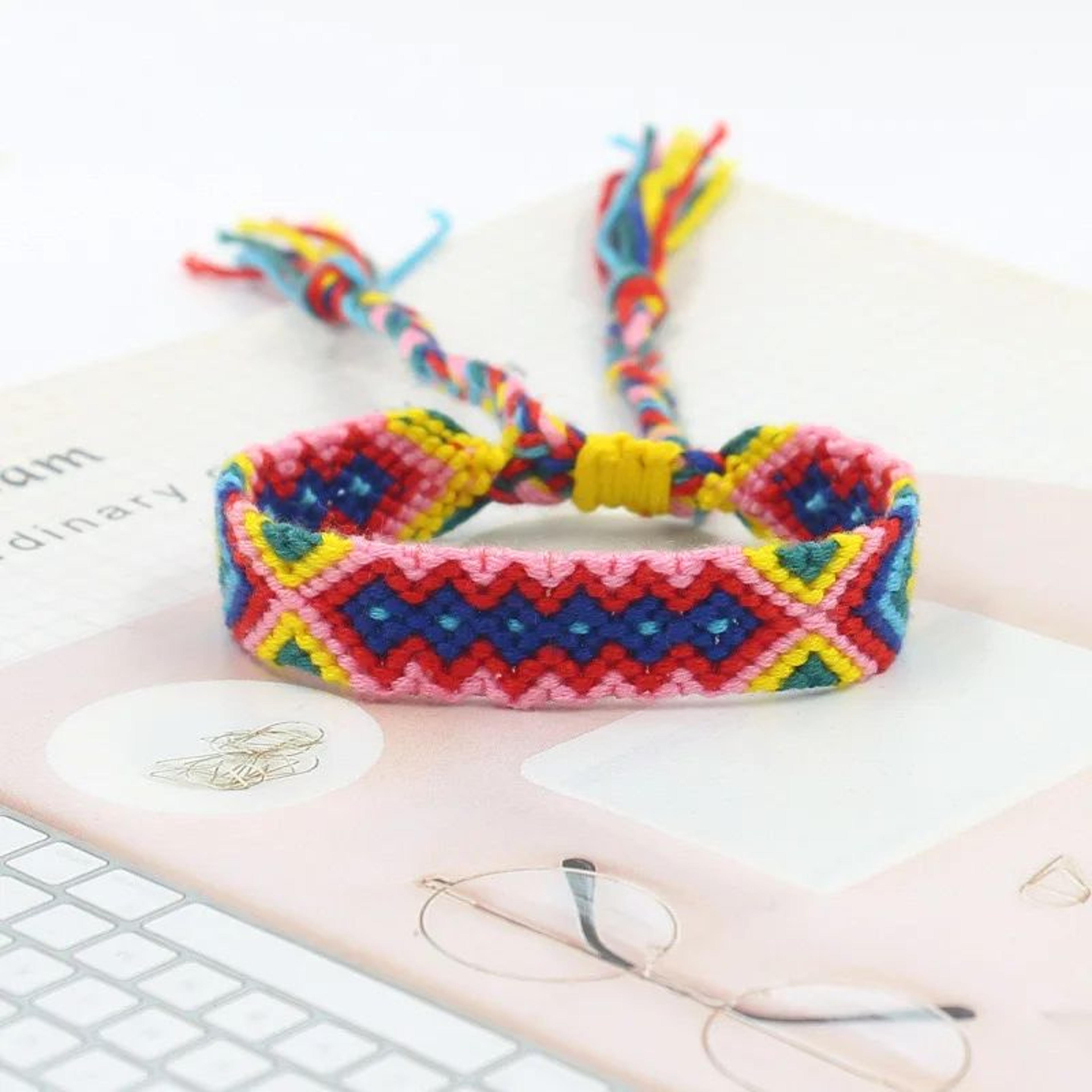 Bohemian Handmade Rainbow Braided Cotton Bracelet  Adjustable Friendship Wristband For Women Lucky  9