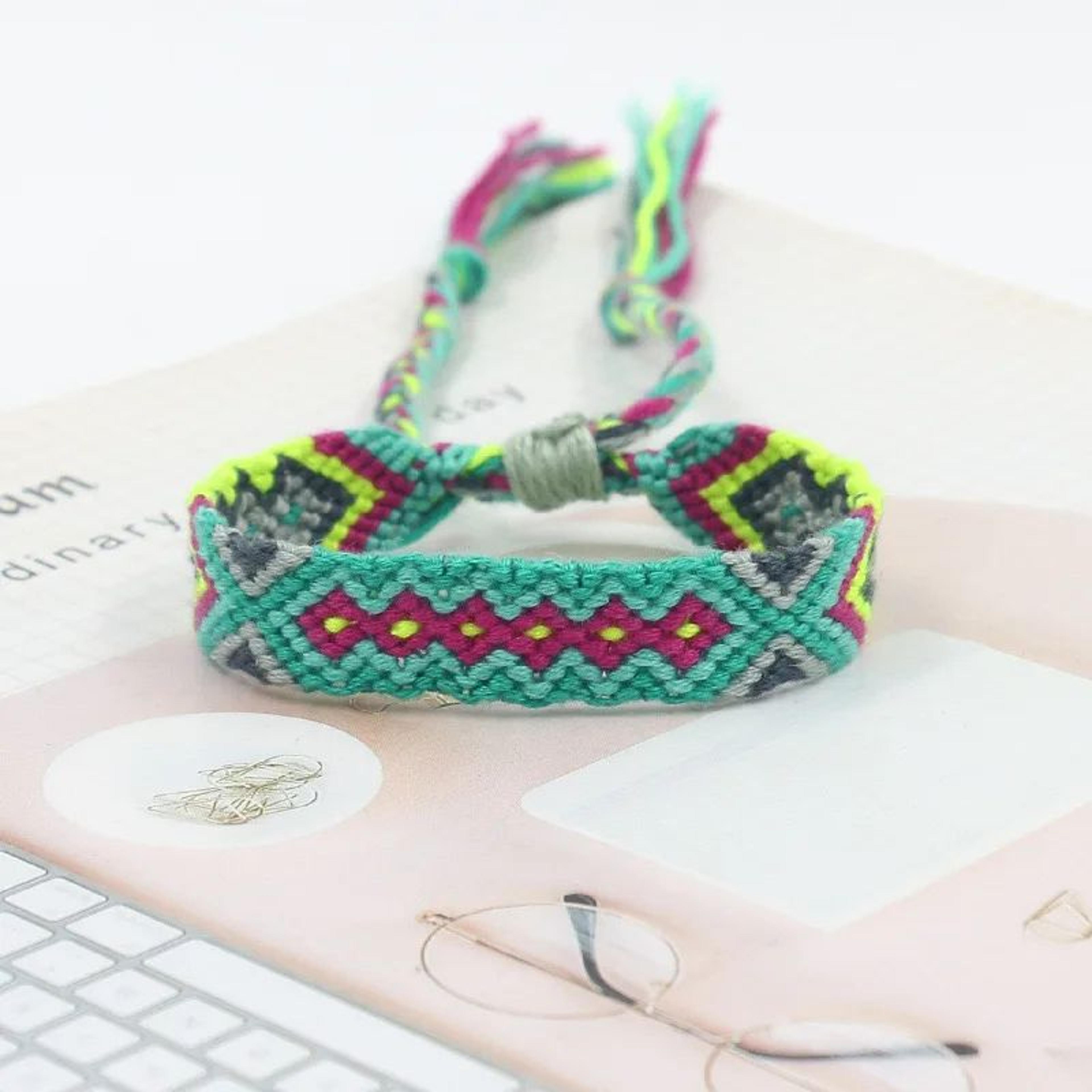 Bohemian Handmade Rainbow Braided Cotton Bracelet  Adjustable Friendship Wristband For Women Lucky  10