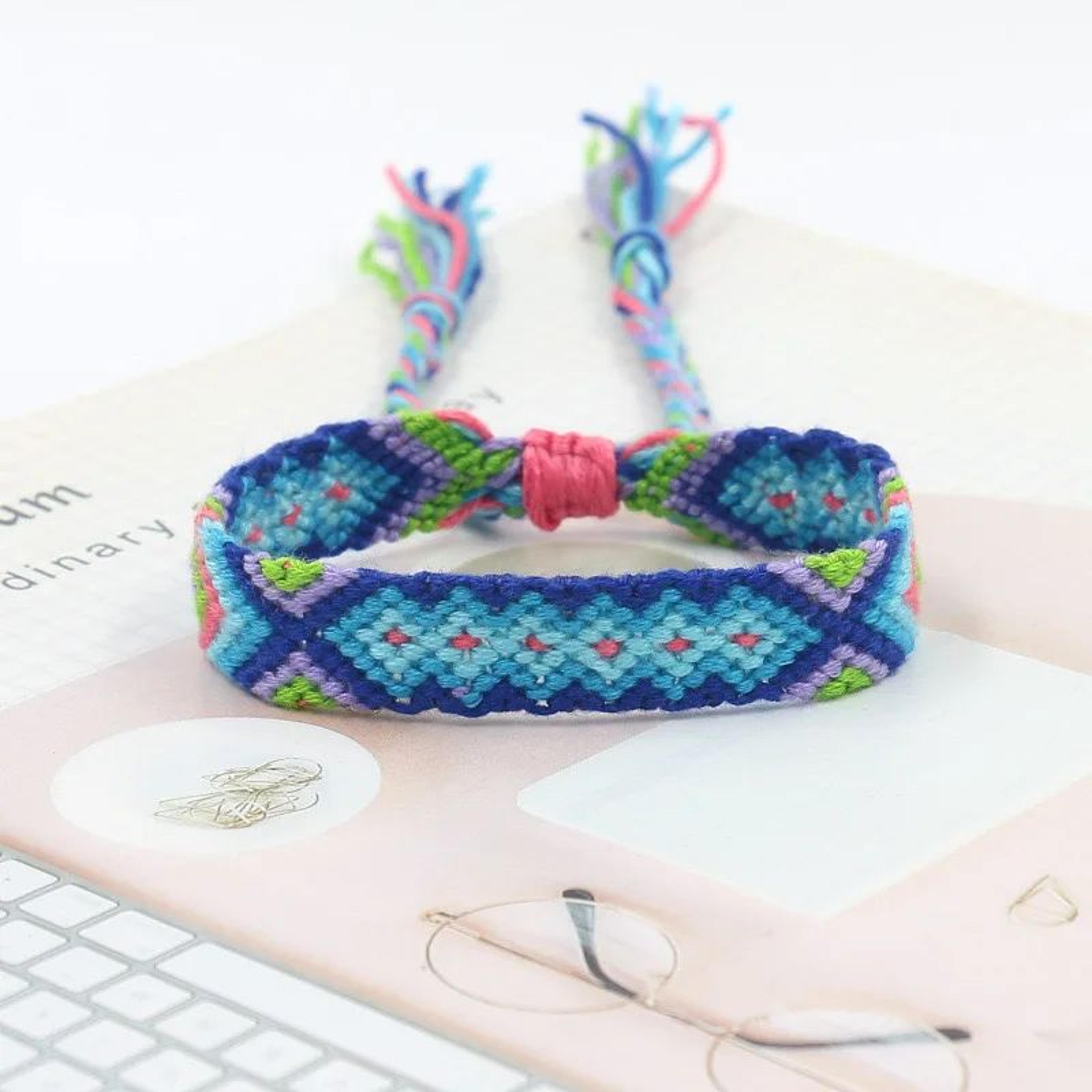 Bohemian Handmade Rainbow Braided Cotton Bracelet  Adjustable Friendship Wristband For Women Lucky  12