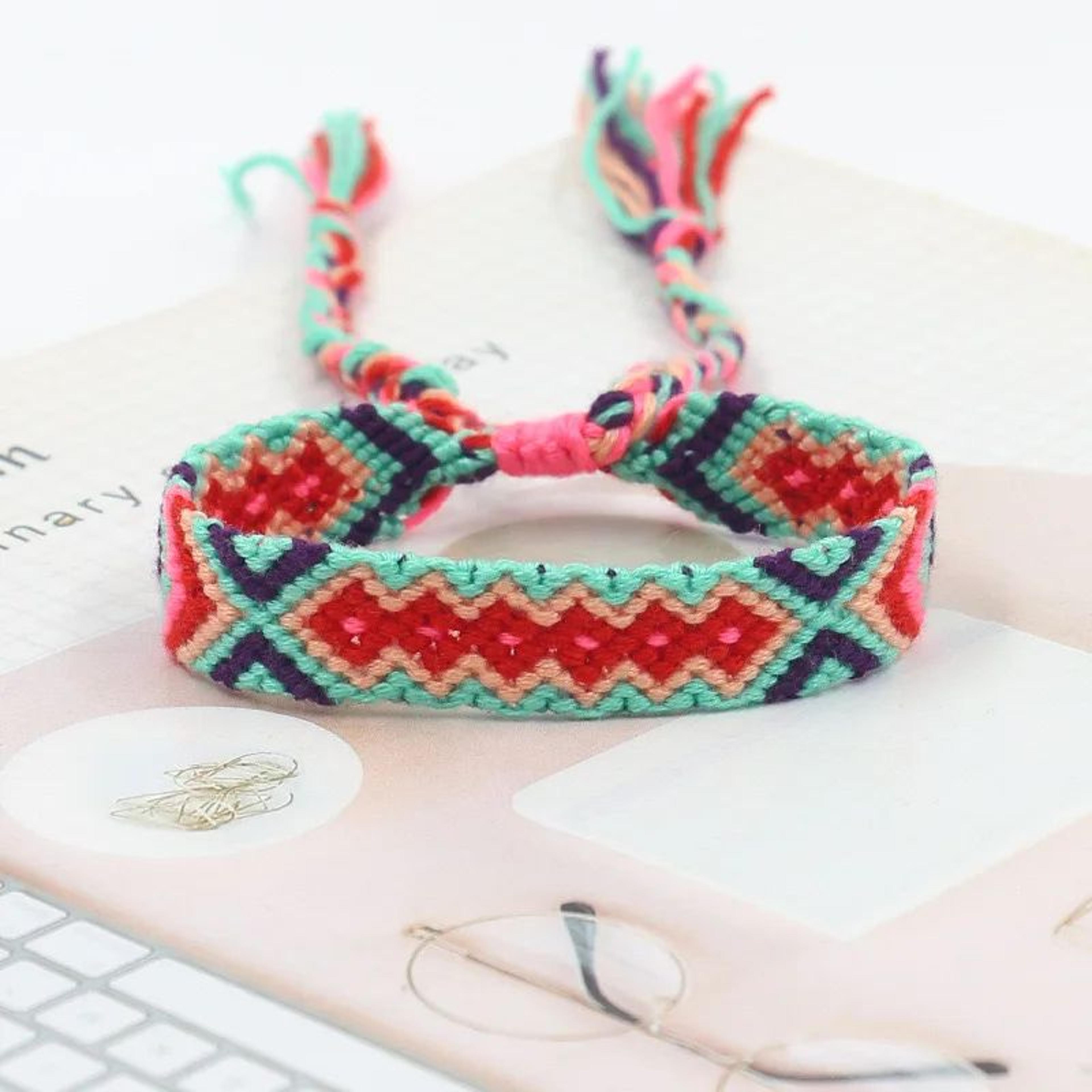 Bohemian Handmade Rainbow Braided Cotton Bracelet  Adjustable Friendship Wristband For Women Lucky  19