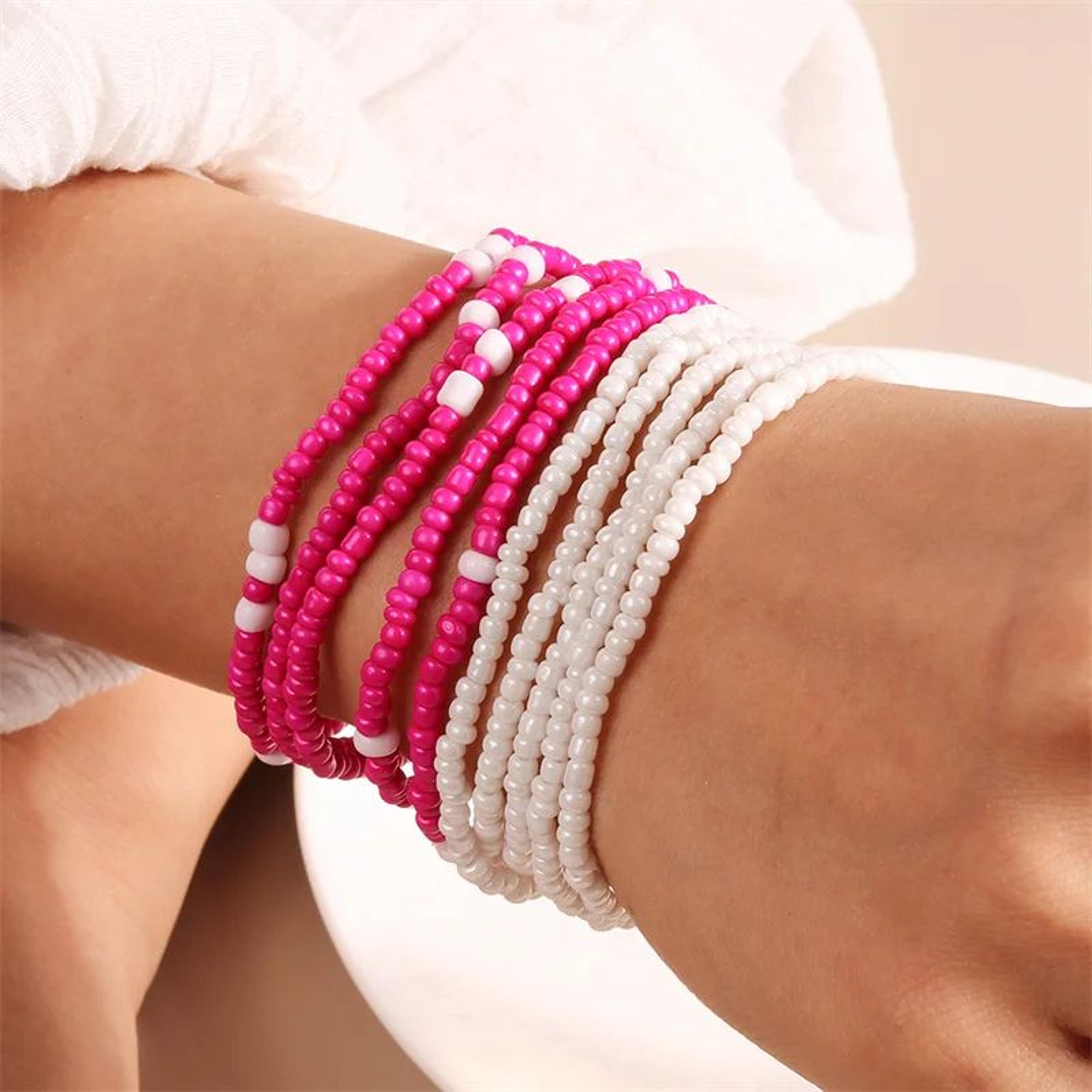 Tenande 7Piece Boho Beaded Smile Face Bracelet Set  Handmade Friendship Stretch Bangles For Women   13