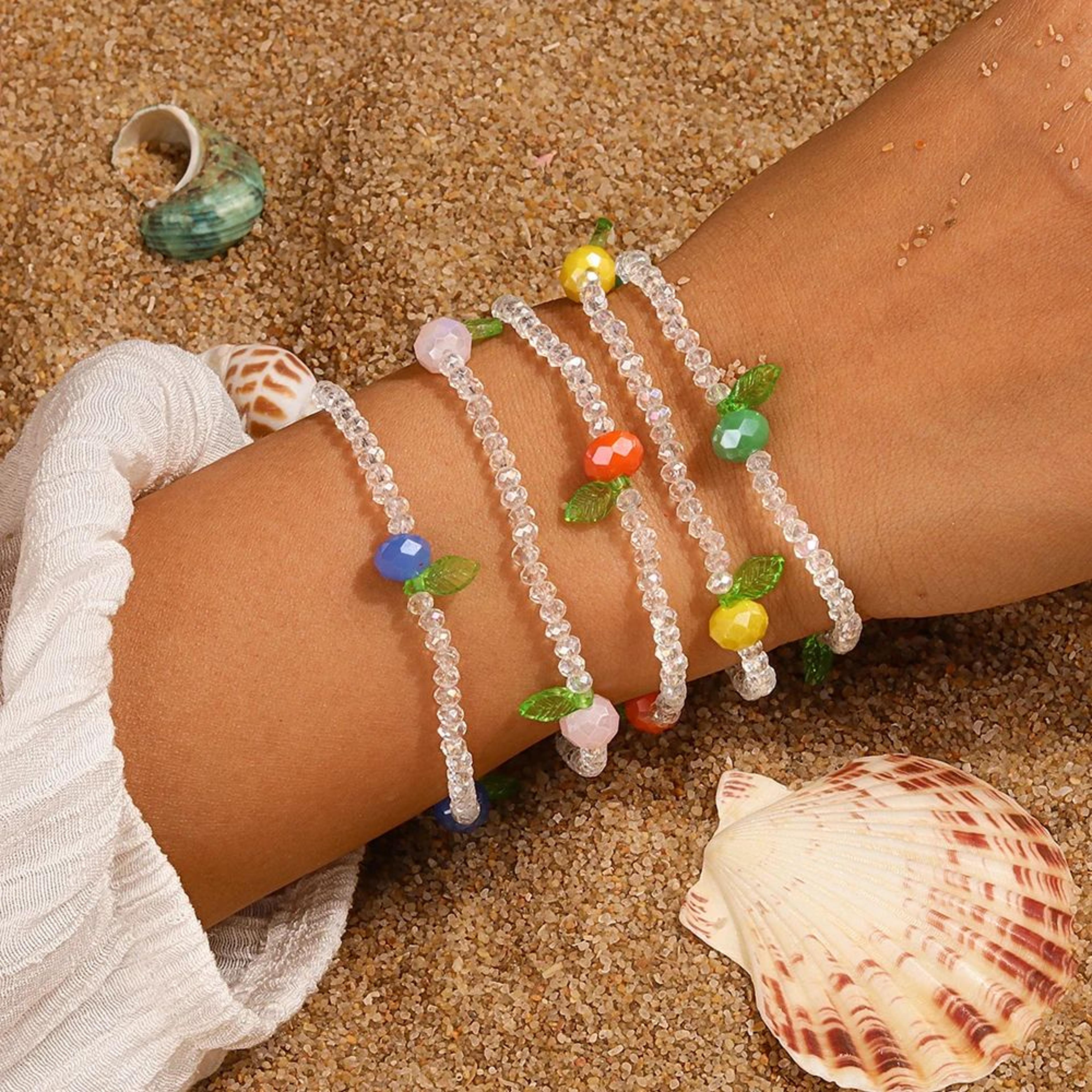 Tenande 7Piece Boho Beaded Smile Face Bracelet Set  Handmade Friendship Stretch Bangles For Women   19