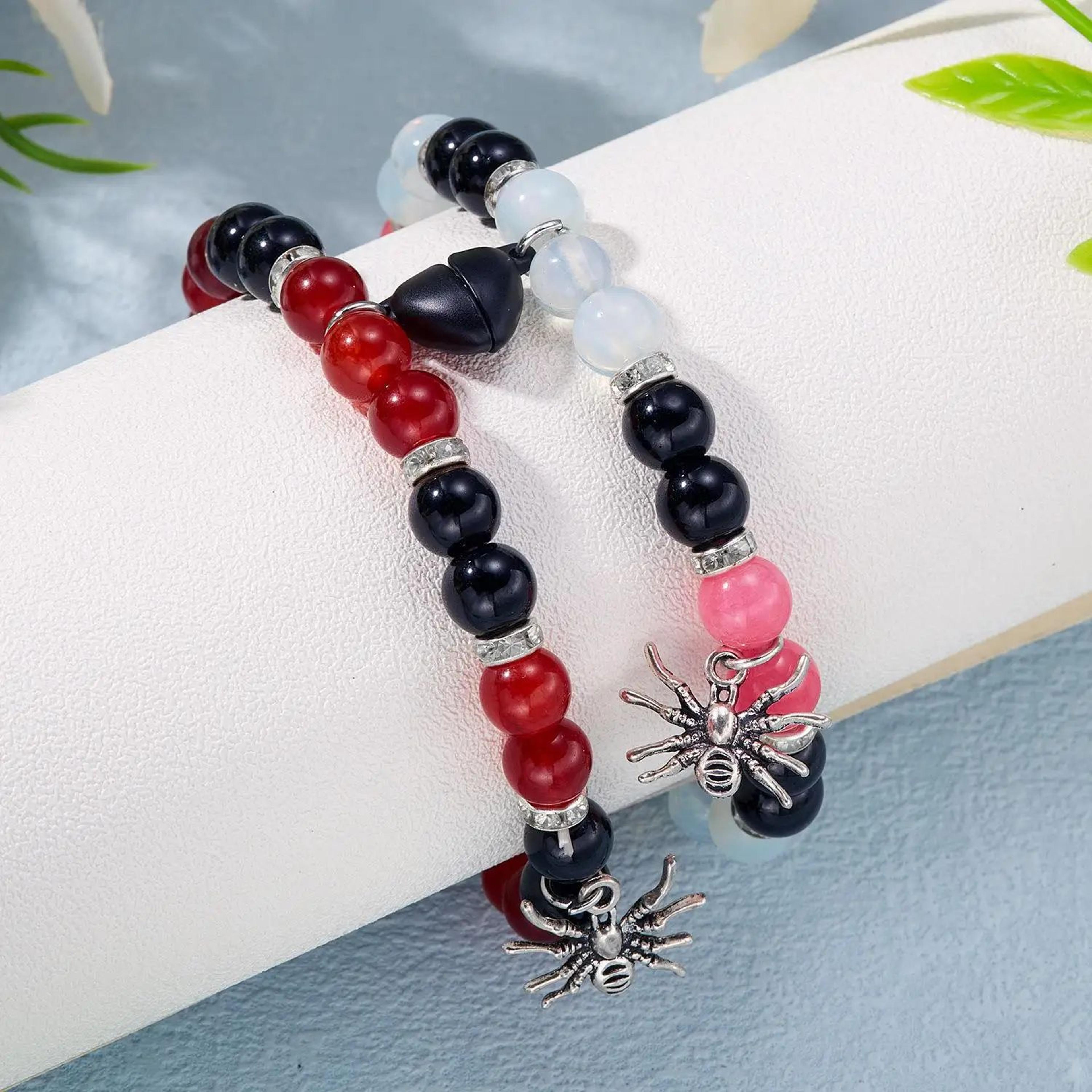 Spider Magnetic Matching Friendship Bracelets For Couples  Adjustable Halloween Charm Bracelets For 3