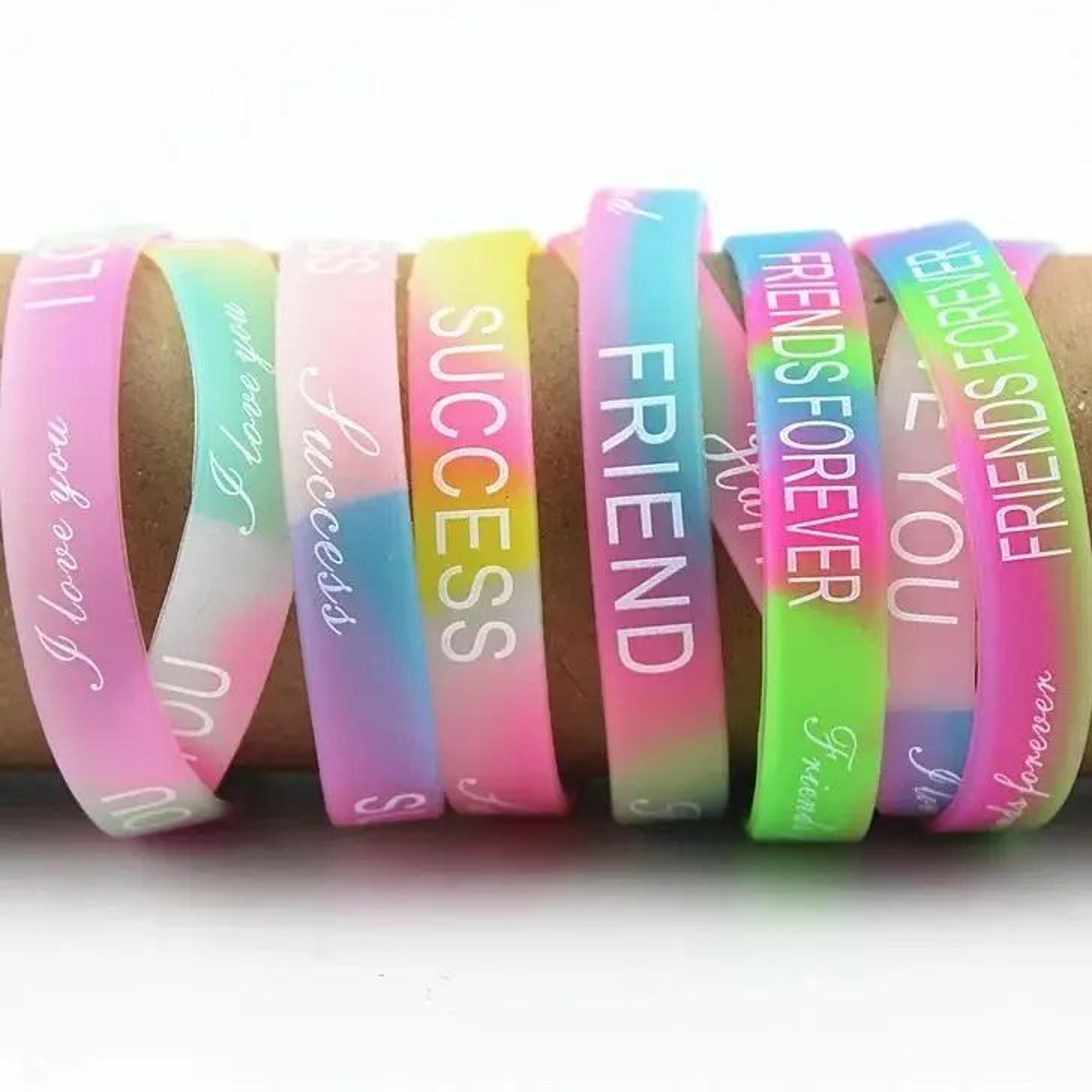 10pcs Glow Silicone Letter Bracelets  Elastic Rubber Wristbands For Men Women  Party Accessories 2