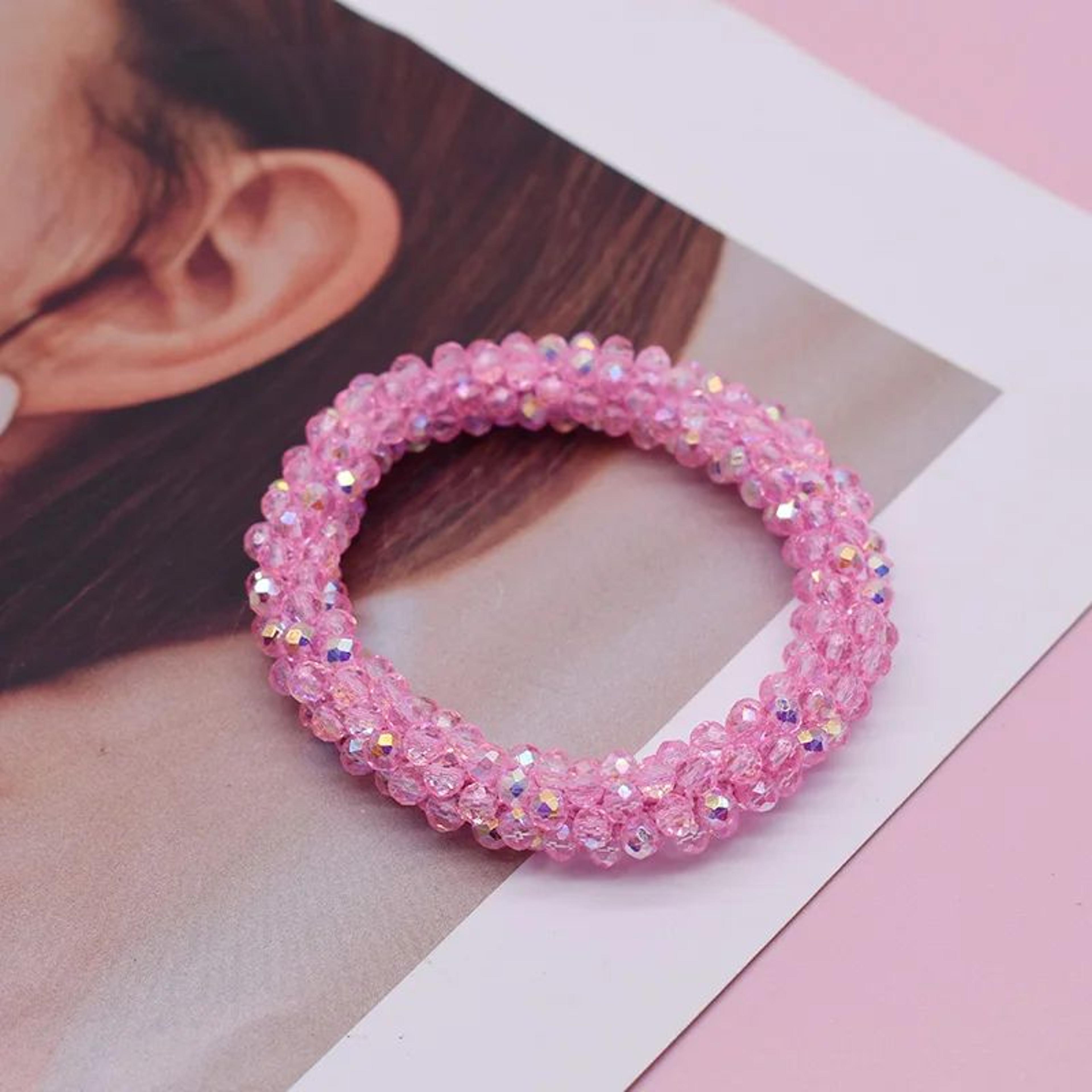 Gradient Beaded Bracelet  Handmade Elastic Glass Bead Bracelet For Women Colorful Stretch Jewelry H 12