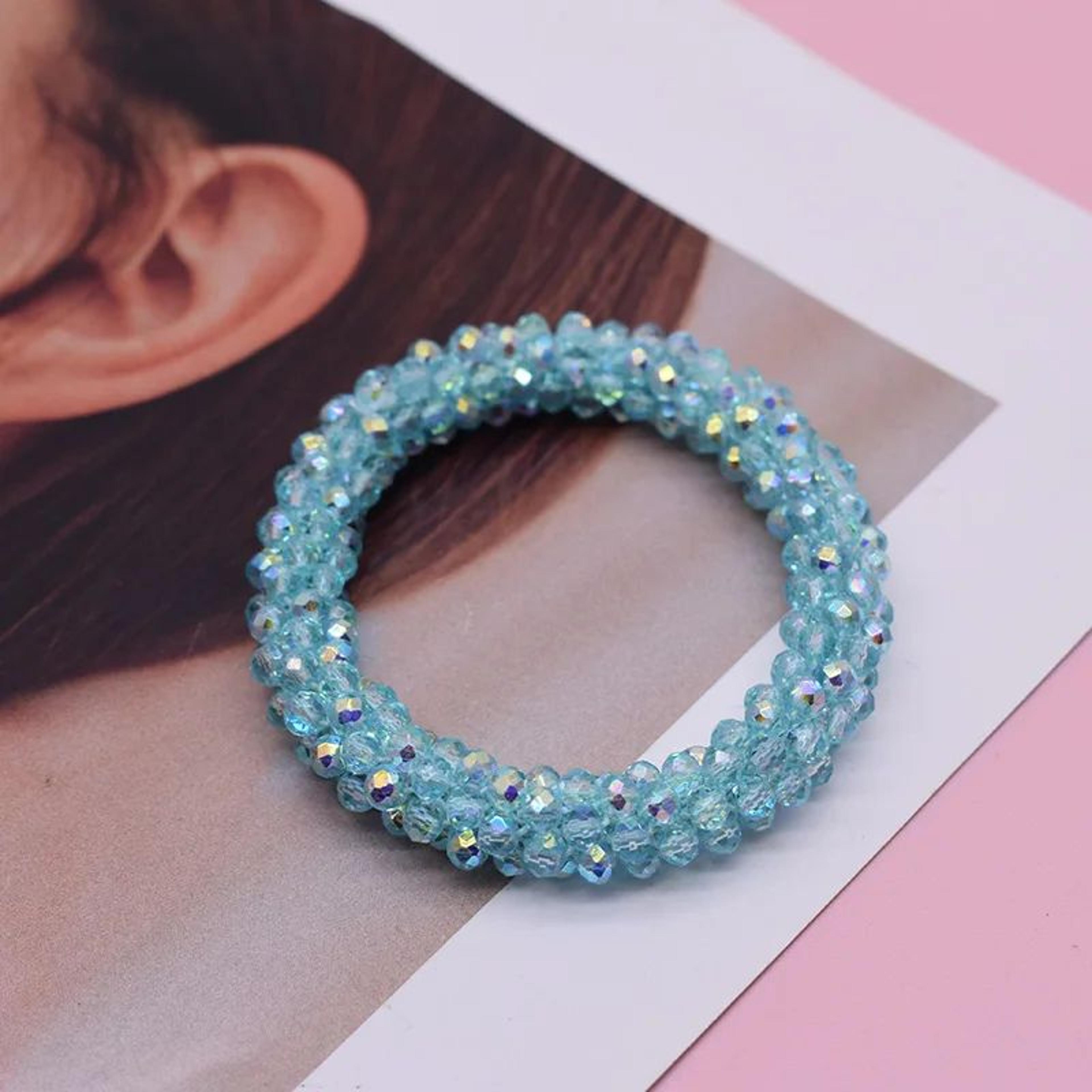 Gradient Beaded Bracelet  Handmade Elastic Glass Bead Bracelet For Women Colorful Stretch Jewelry H 13