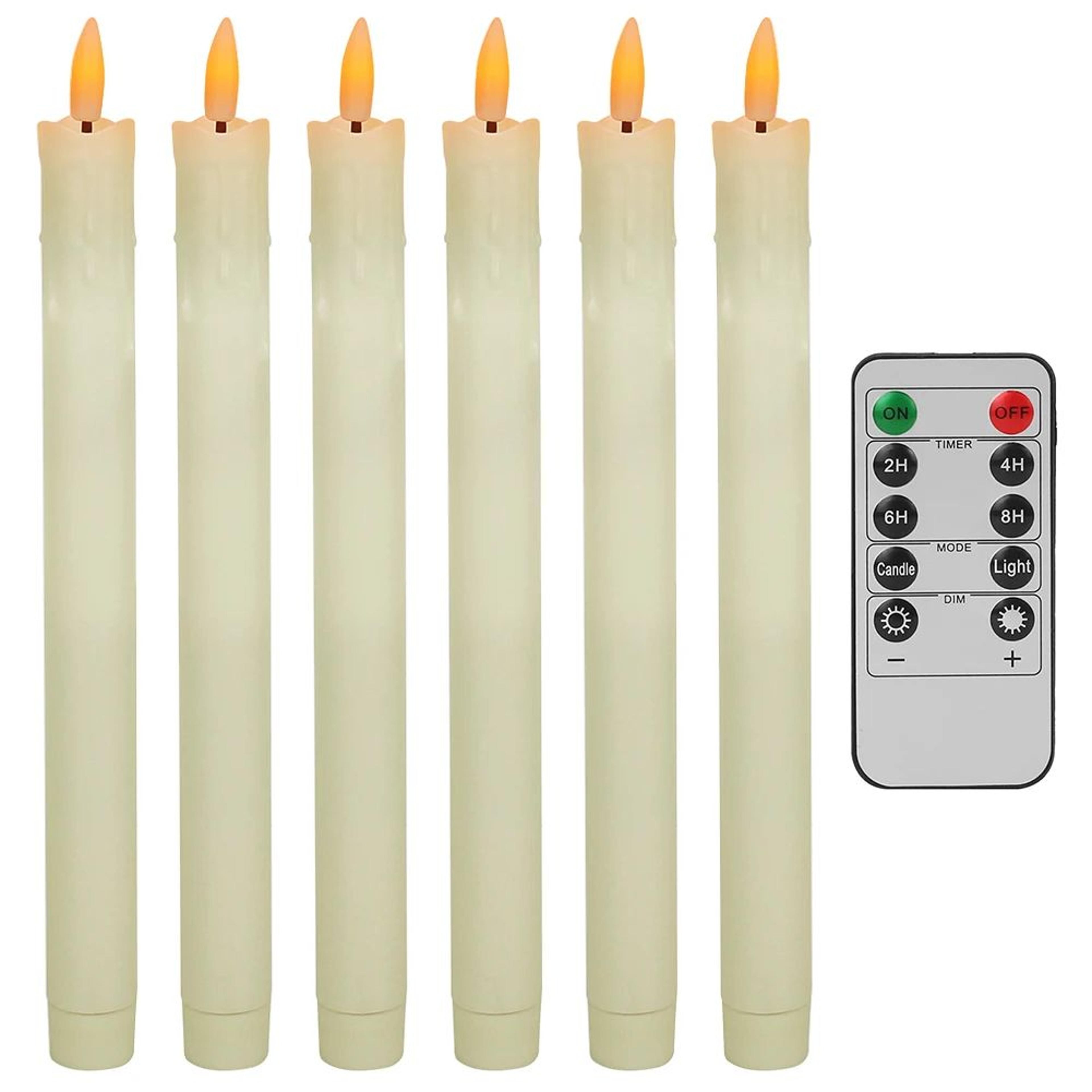 LED Flameless Taper Candles With Remote  Timer  Battery Operated Flickering Ivory Candlesticks For  21