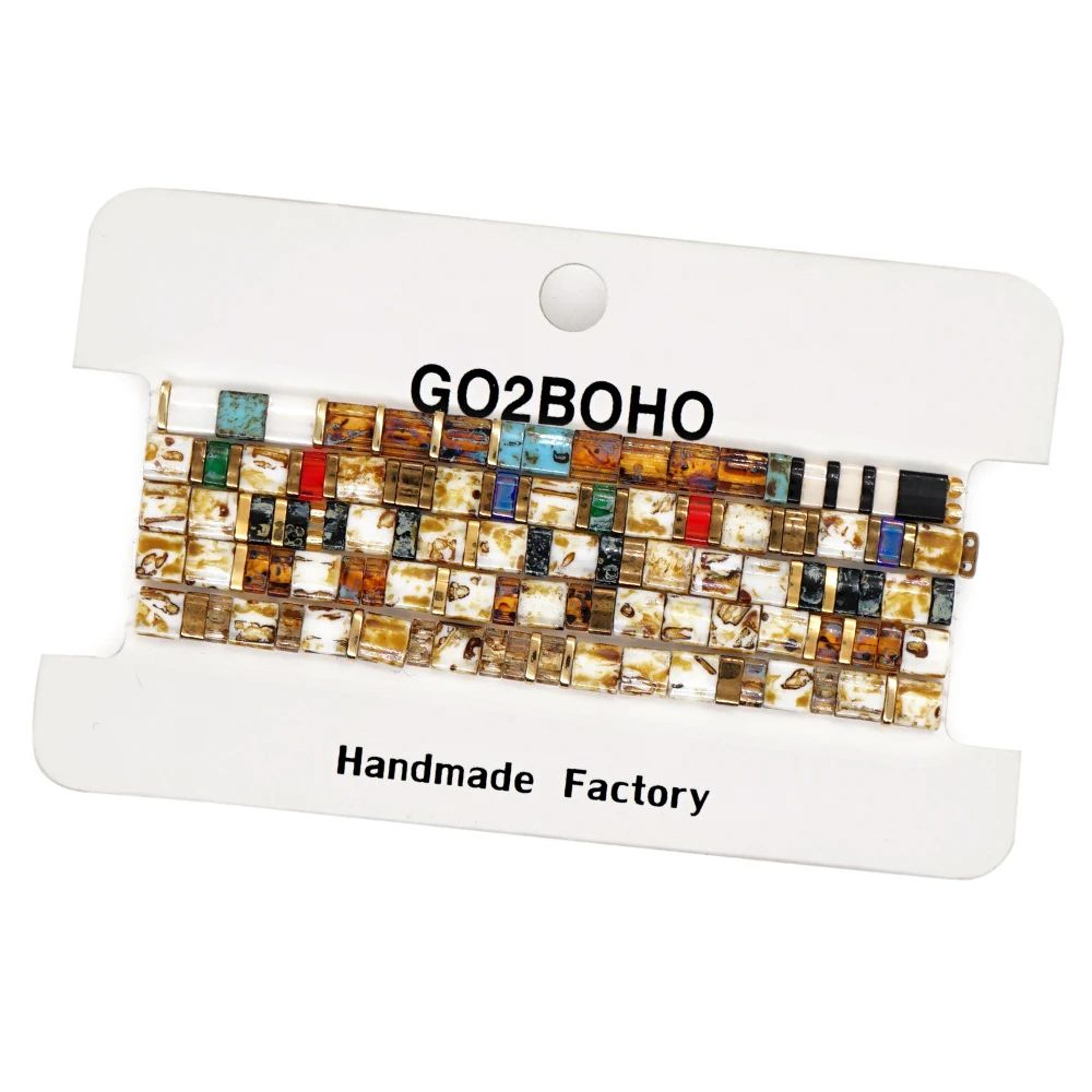 Go2BoHo Miyuki Tila Tile Beaded Bracelet Set  5Piece Boho Stretch Stackable Bracelets For Women 4