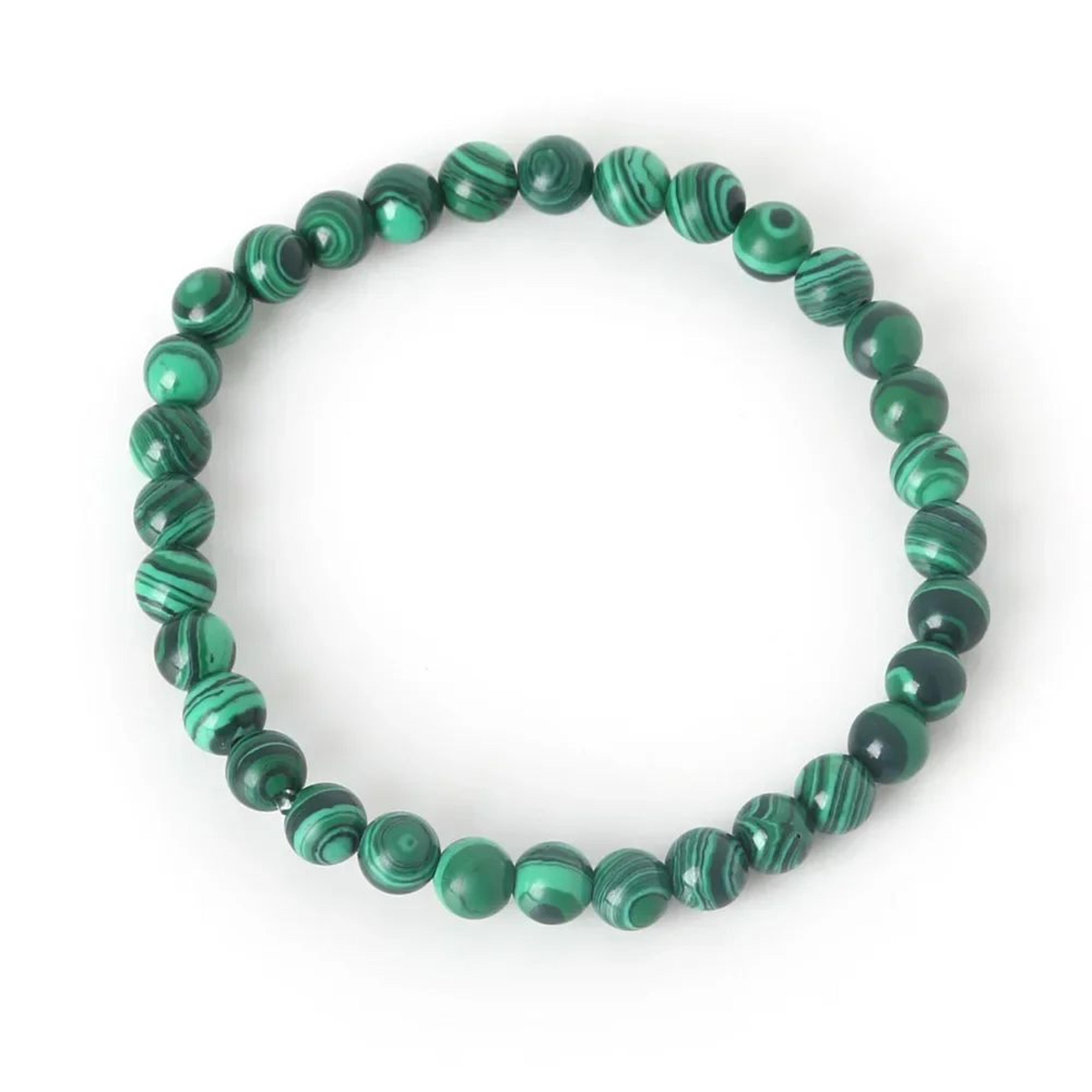Malachite Beaded Bracelet  Handmade Resin Stone Stretch Strand Bracelet For Women  Men 4