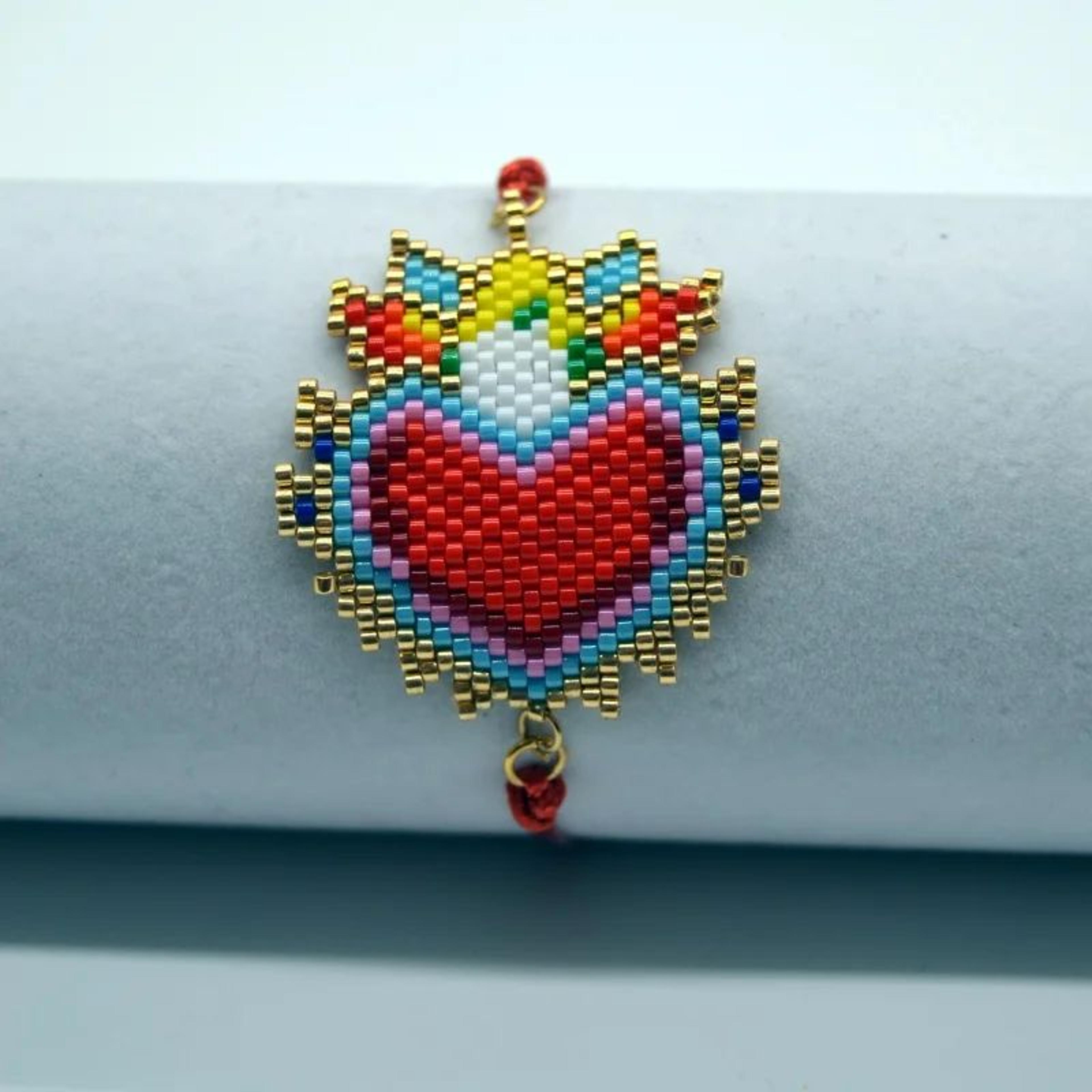 Boho Heart Rice Bead Bracelet  Handwoven Adjustable Gradient Strand Bracelet For Women 8