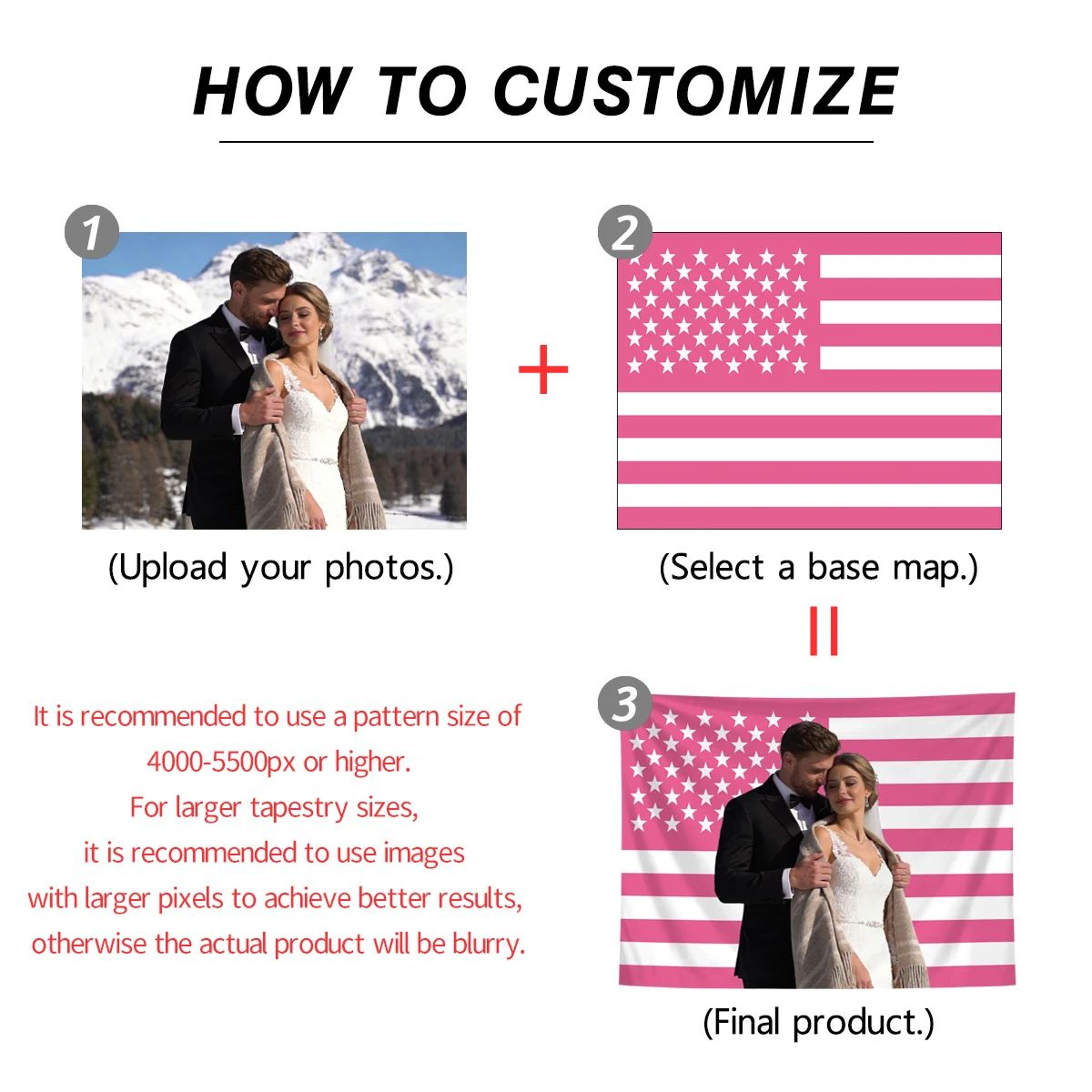 Personalized American Flag Photo Tapestry  Custom Family Pet  Portrait Wall Hanging Banner 2
