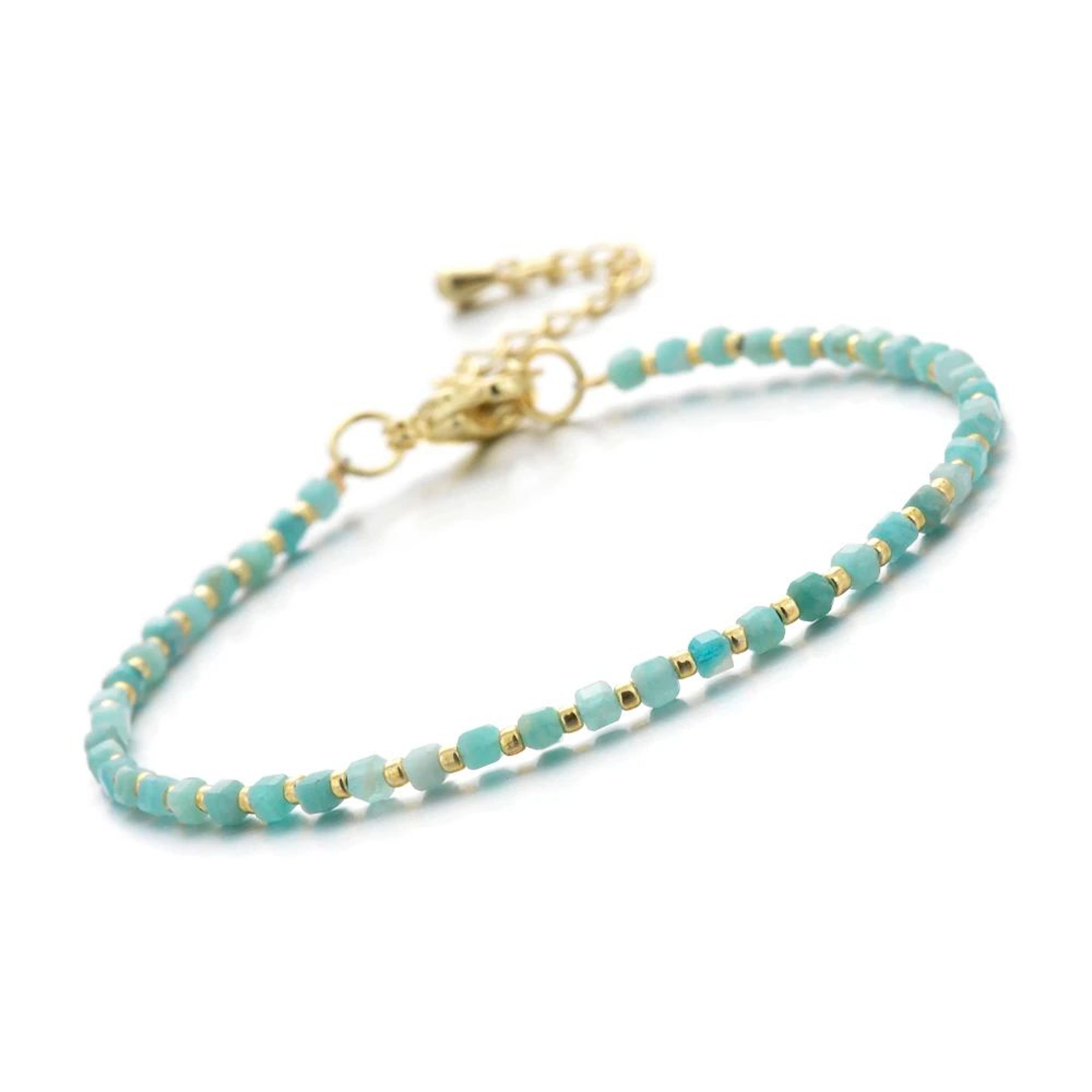 2mm Natural Stone Beaded Bracelet  Faceted Cube Seed Beads With Brass Clasp For Women Daily Jewelry 8