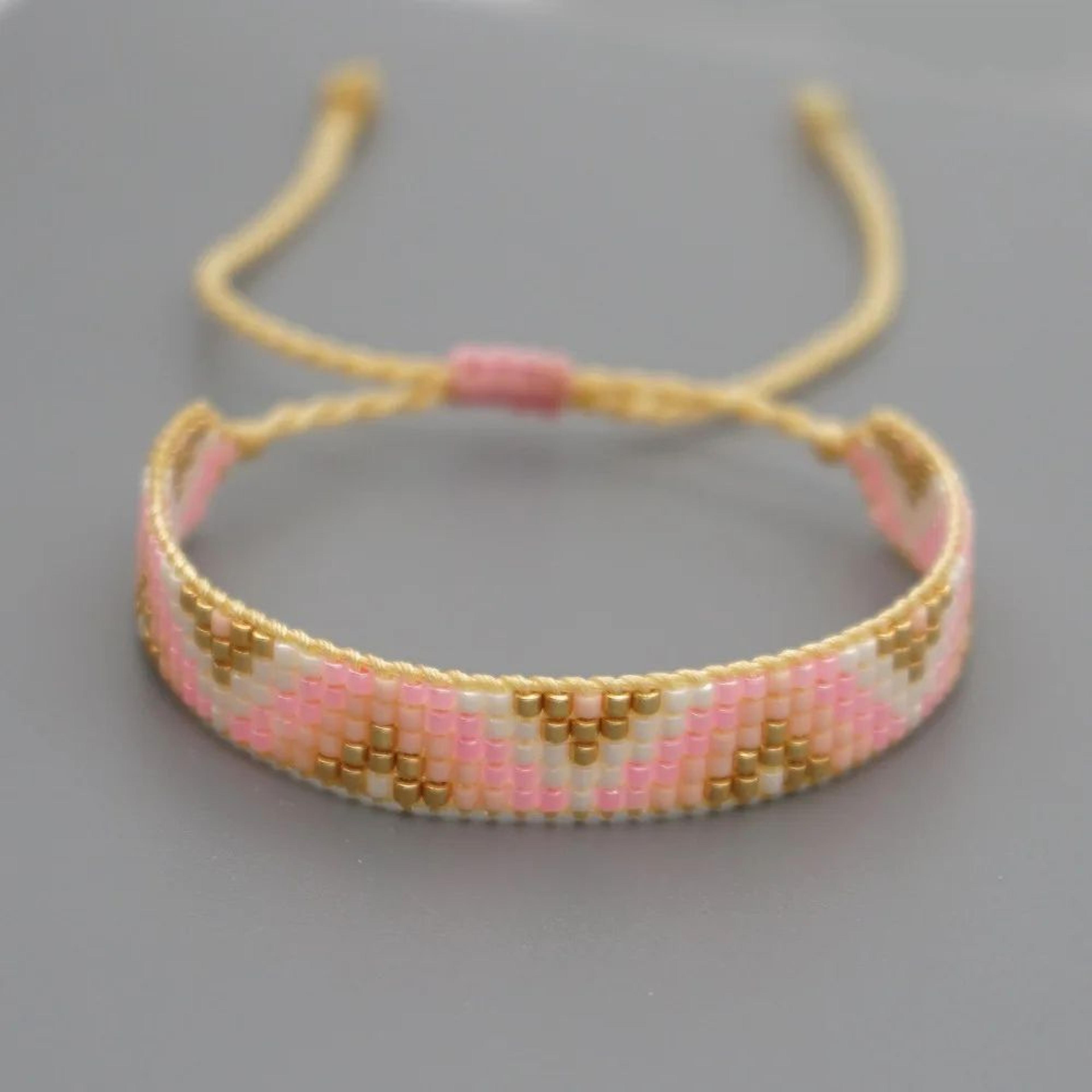 Rice Ball Beaded Bracelet  Handwoven Adjustable Boho Acrylic Bracelet For Women  Men 2