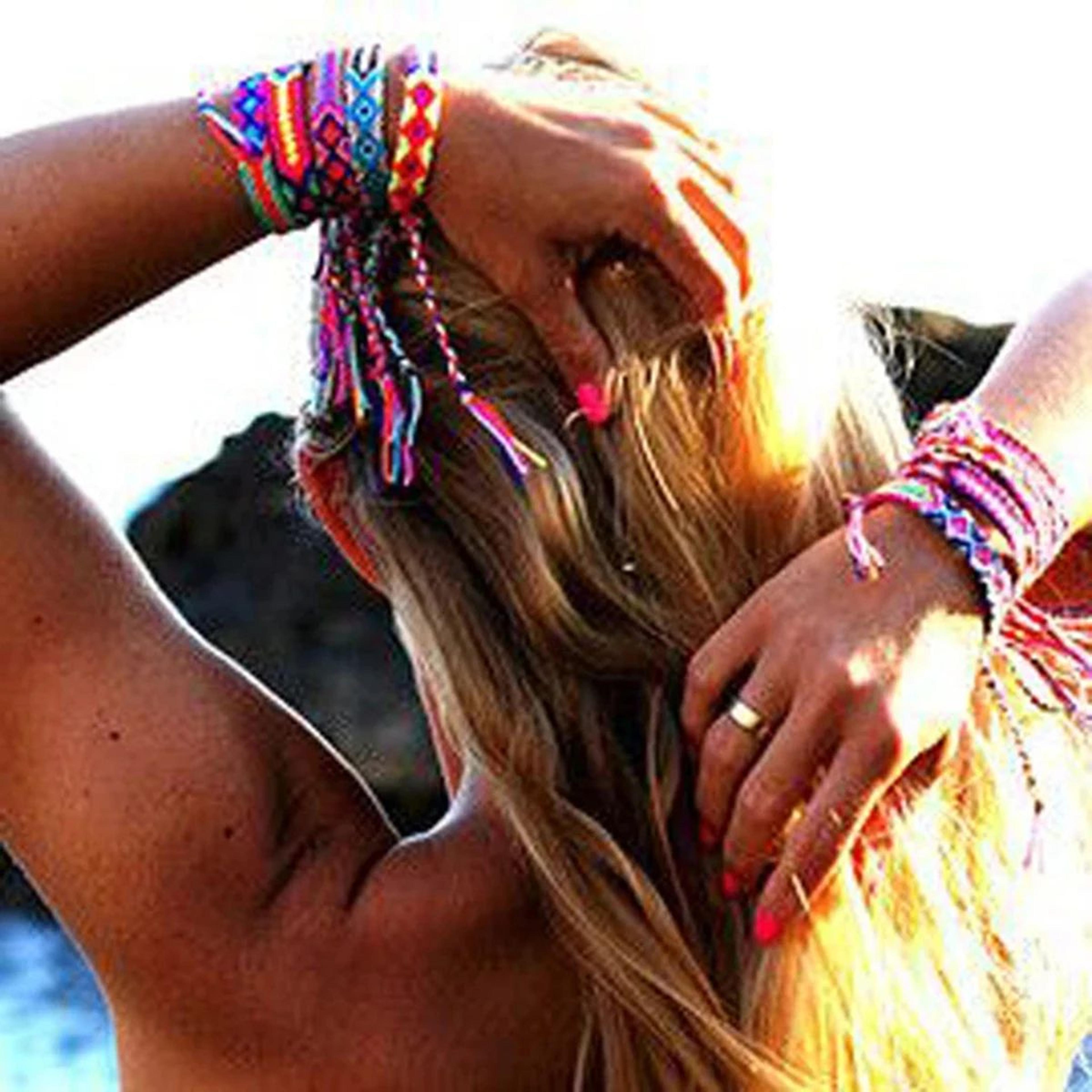 3pcs Handmade Boho Friendship Bracelets  Adjustable Wax Rope Woven Beach Bracelets For Women 4