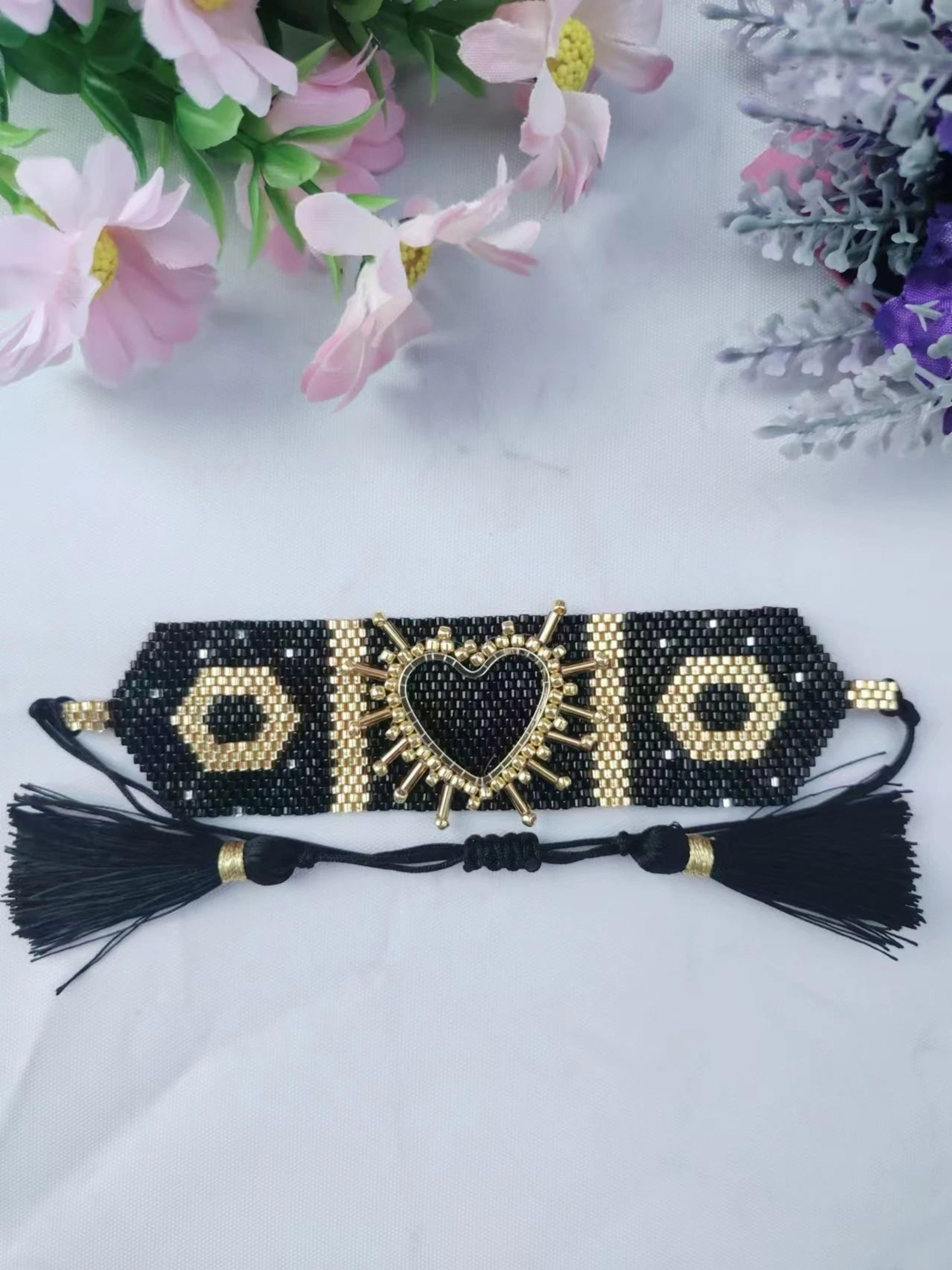 Handwoven Beaded Love Bracelet  Adjustable Boho Rice Bead Bracelet For Women  Men 5