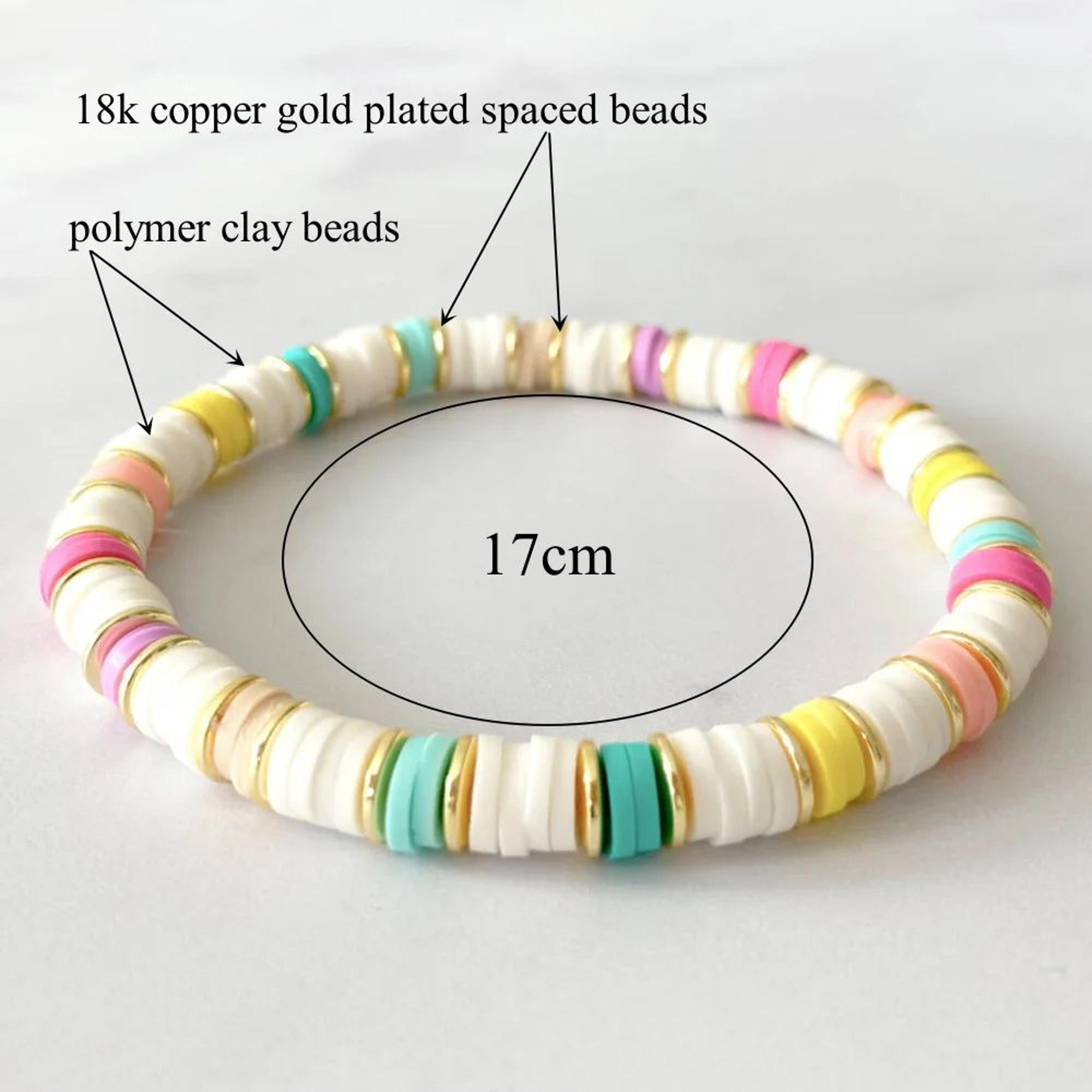 HERLOOK Colorful Heishi Beaded Bracelet  Boho Stretch Surf Bracelet With GoldPlated Spacer Beads Fo