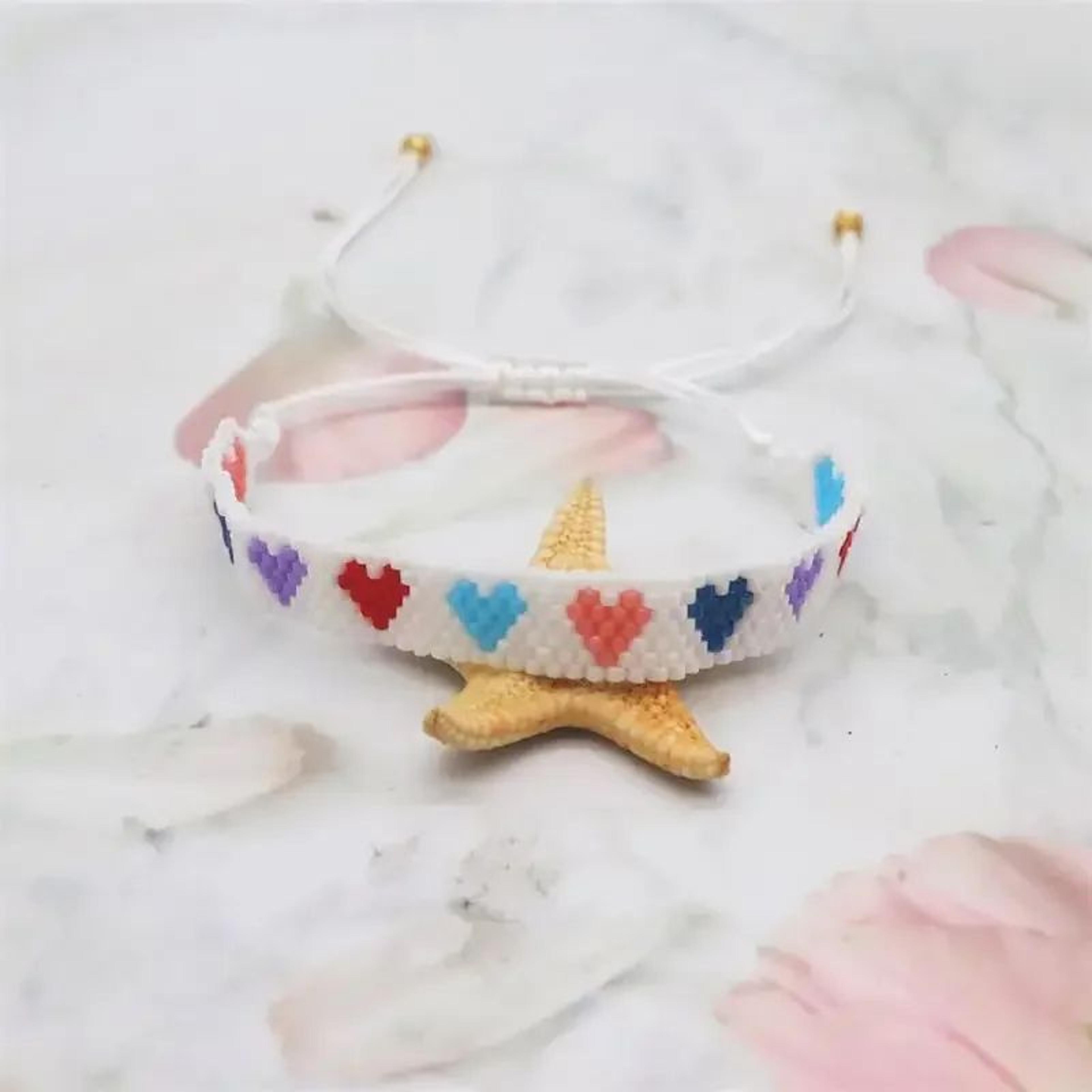 Handmade Miyuki Heart Beaded Bracelet  Boho Friendship Bracelet For Women Couples  Fashion Jewelry  18