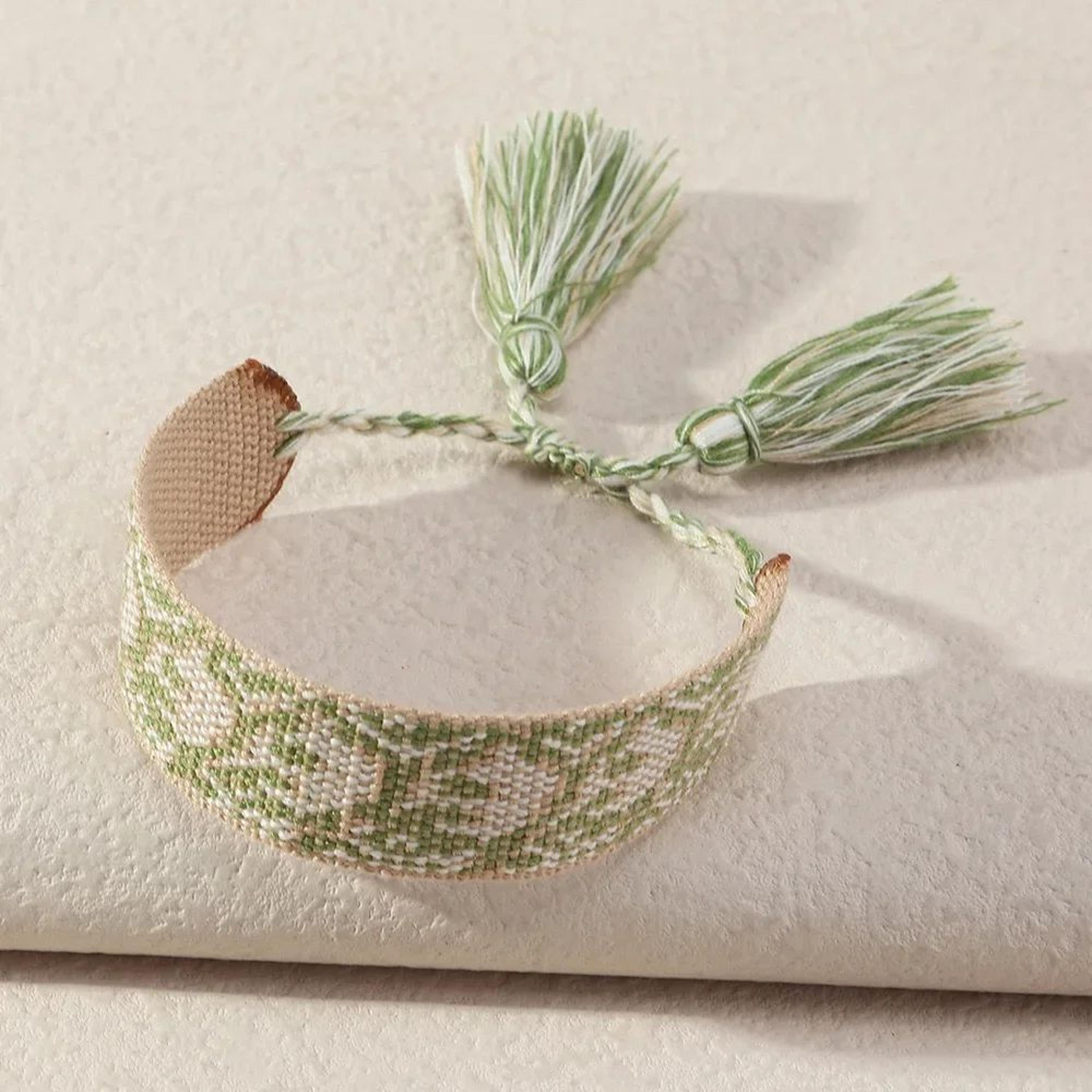 Bohemian Embroidered Woven Tassel Bracelet  Handmade Adjustable Braided Rope Bracelet For Women 15