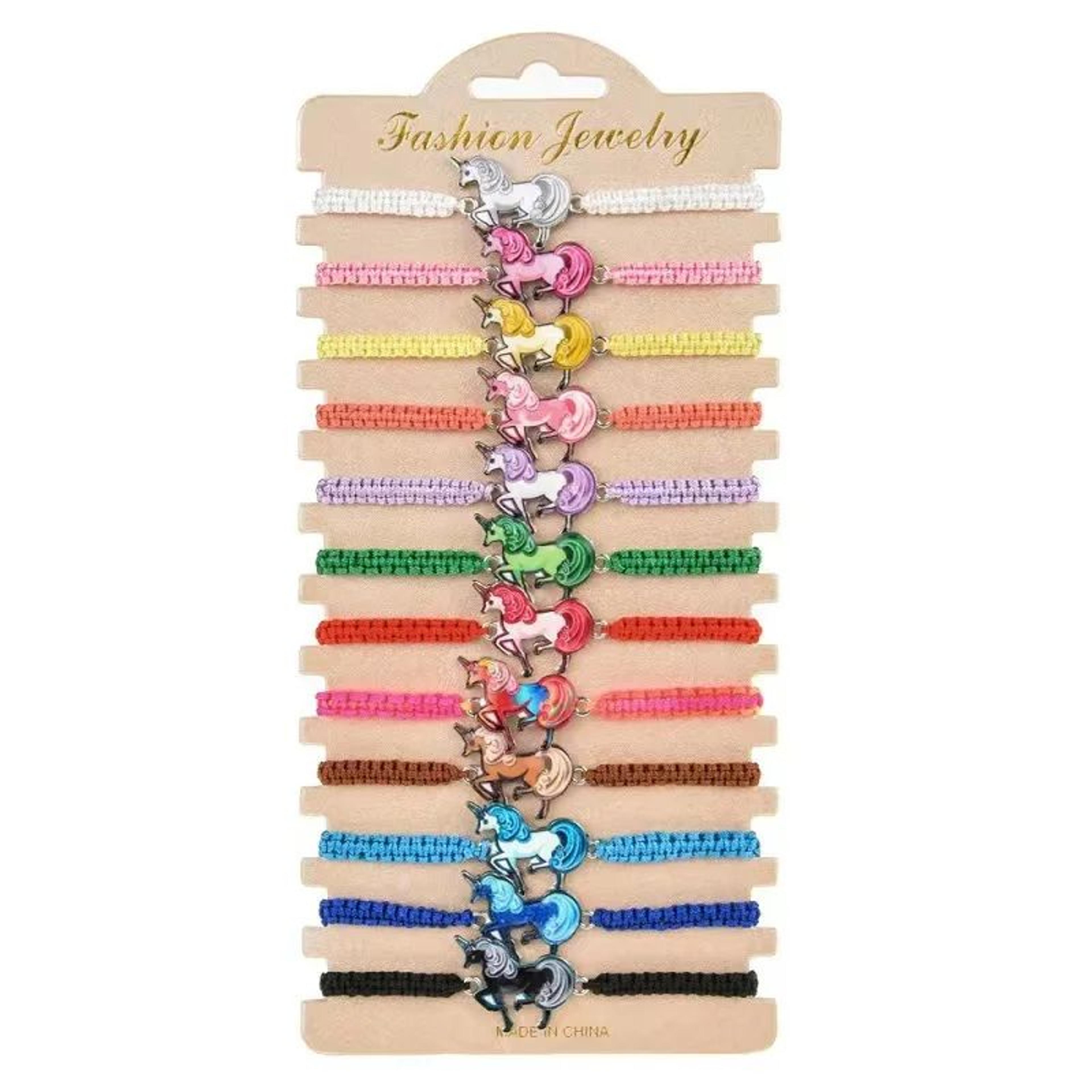 12pcs Unicorn Woven Friendship Bracelets  Colorful Adjustable Lucky Bracelets With Alloy Charms For 4