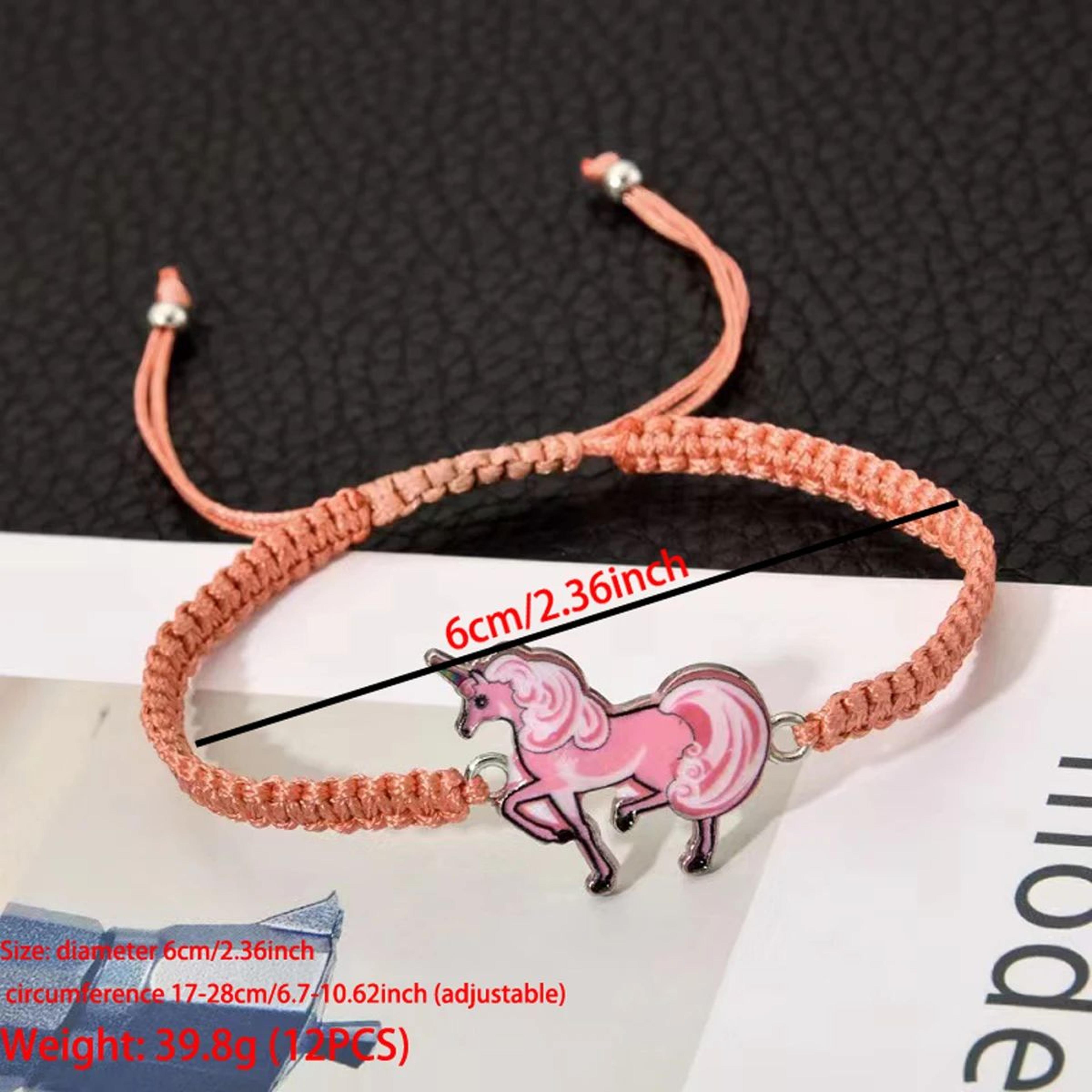12pcs Unicorn Woven Friendship Bracelets  Colorful Adjustable Lucky Bracelets With Alloy Charms For 5