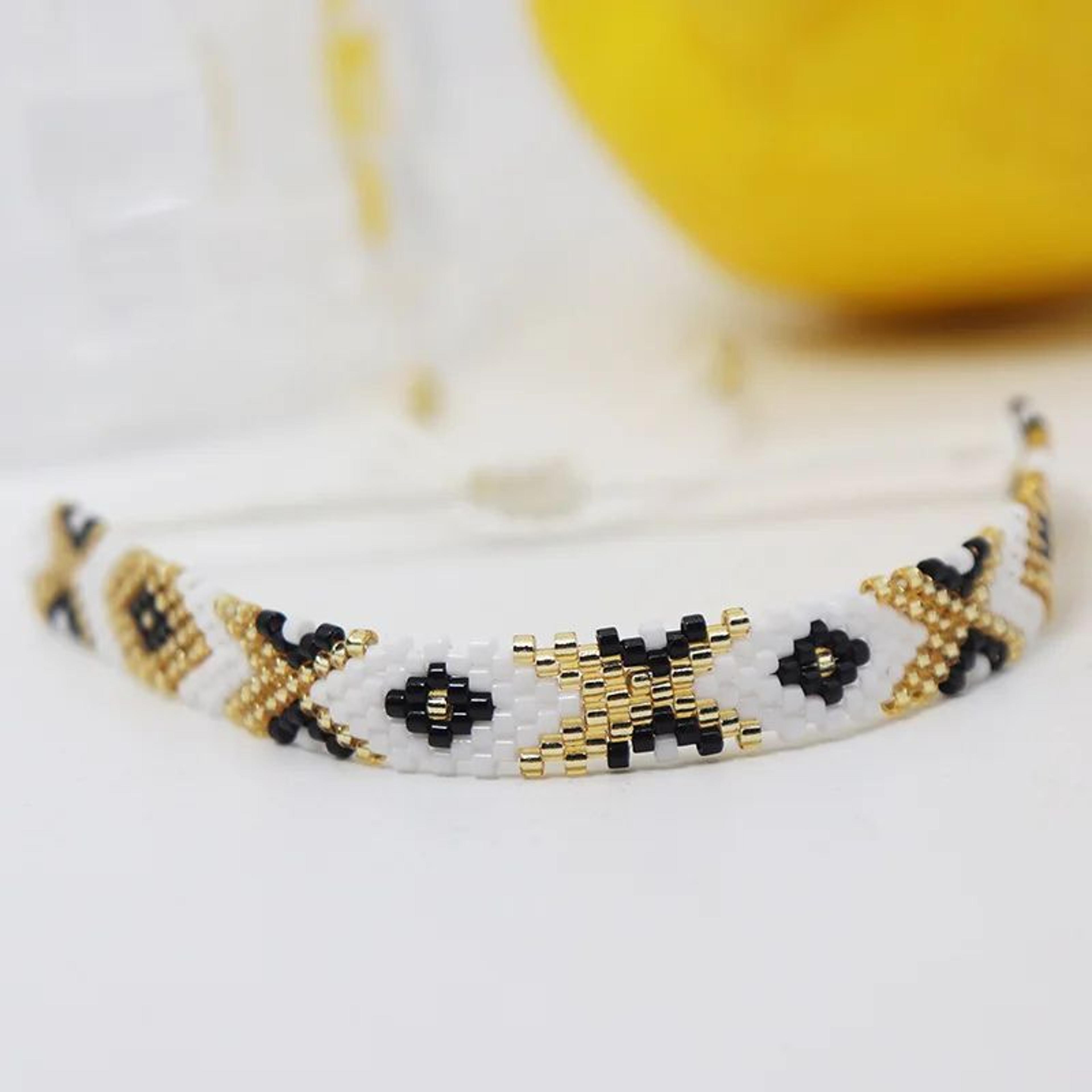 Handwoven Geometric Beaded Bracelet  Adjustable Boho Rice Bead Bracelet For Women  Men 10